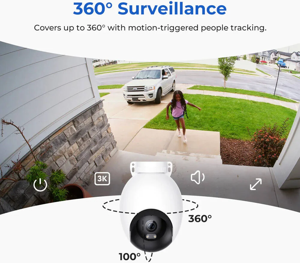 دوربین مداربسته پروژکتوری وای فای 3K ایمیلب EC6، تک لنز، رزولوشن 3K، نمایش زنده، صدای دو طرفه، دید در شب رنگی، دید مادون قرمز، 2 LED + 2 چراغ مادون قرمز، مقاوم در برابر آب و هوا IP65، سفید | EC6 دوربین مداربسته پروژکتوری وای فای 3K ایمیلب EC6، تک لنز، رزولوشن 3K، نمایش زنده، صدای دو طرفه، دید در شب رنگی، دید مادون قرمز، 2 LED + 2 چراغ مادون قرمز، مقاوم در برابر آب و هوا IP65، سفید | EC6