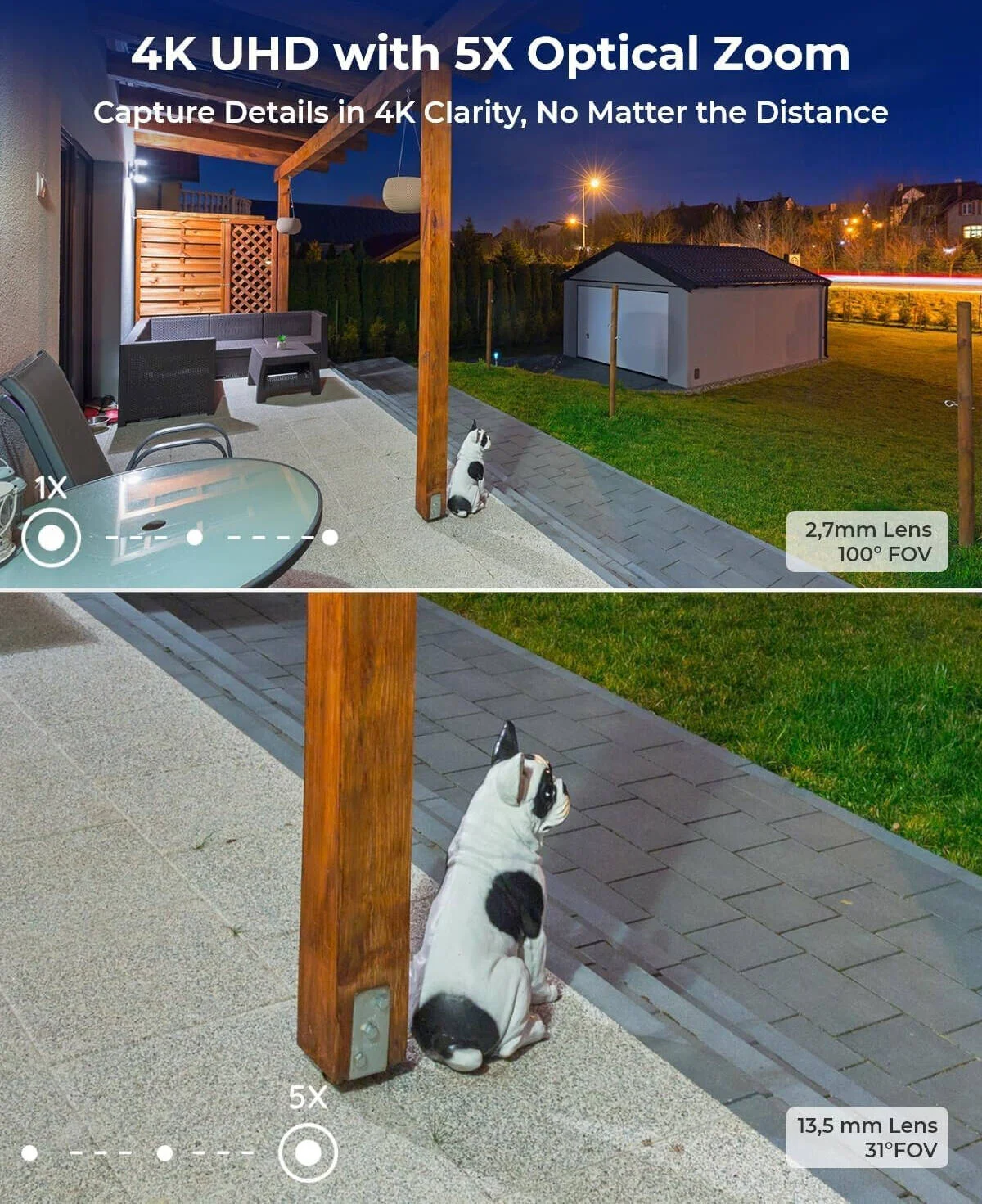 دوربین امنیتی هوشمند Reolink، سنسور CMOS 1/2.8 اینچی، 8 مگاپیکسل، H.265، صدای دو طرفه، تشخیص حرکت و شخص، 4 LED مادون قرمز، 5 نورافکن، ضد آب و هوا IP67، سفید | RLC-811WA