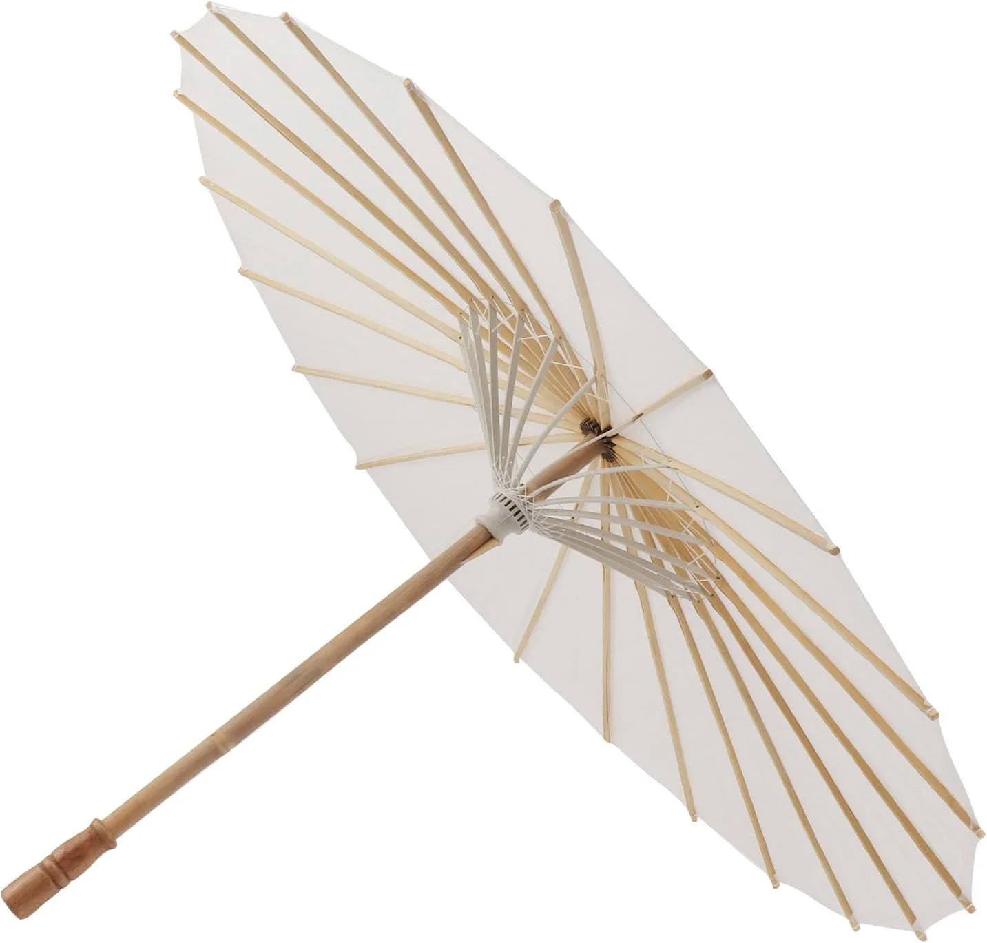 چتر آفتابی کاغذی سفید خالص سوراندی، چتر کاغذی تزئینی، چتر نقاشی کاغذی روغنی DIY با استخوان های چوبی چتر برای عکاسی، ایفای نقش و اجراهای تئاتری (83 سانتی متر)