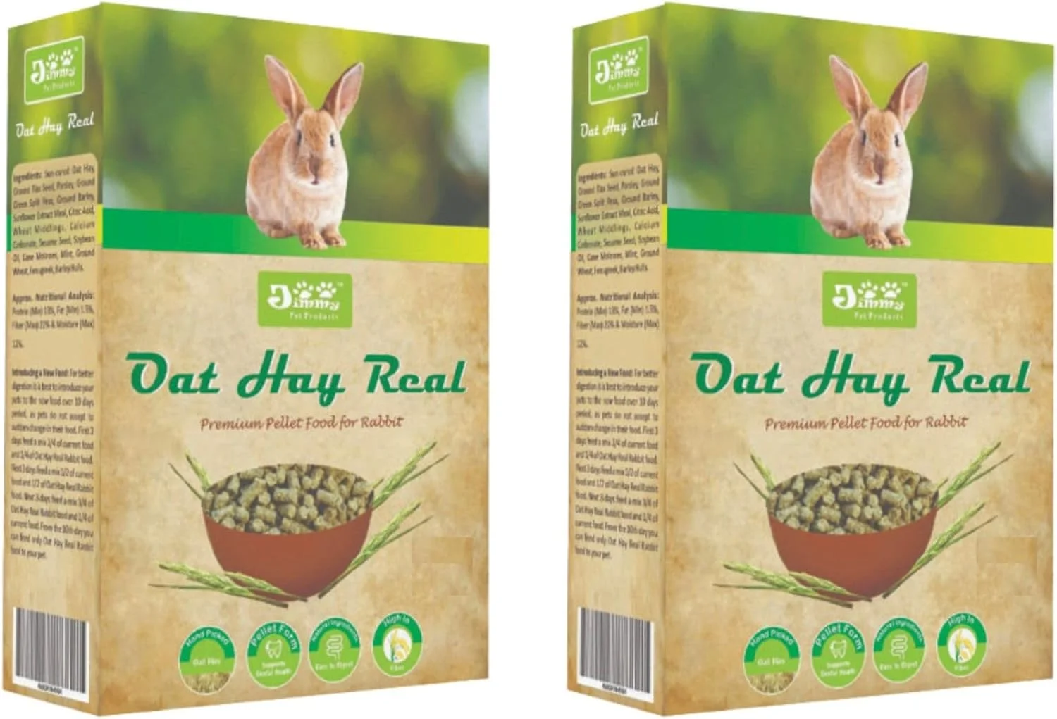 غذای خرگوش پلت یونجه جو دوسر فیبر بالا جیمی پت (800 گرم)