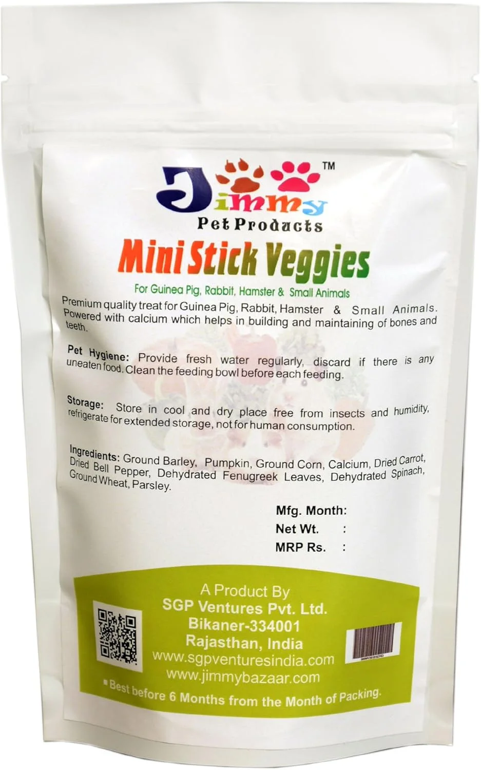 تشویقی سبزیجات و خوراکی مینی استیک جیمی پت برای خرگوش، خوکچه هندی، همستر (سبزیجات) 200 گرم