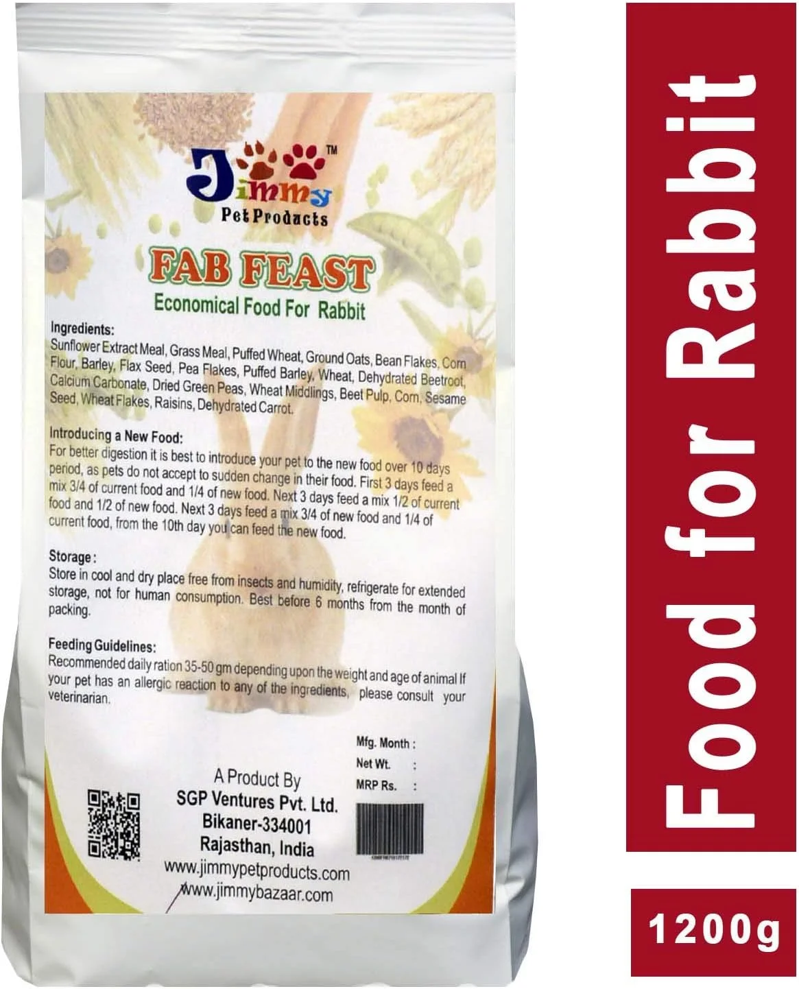 غذای خرگوش جیمی پت پروداکتس فاب فیست (1.2 کیلوگرم)