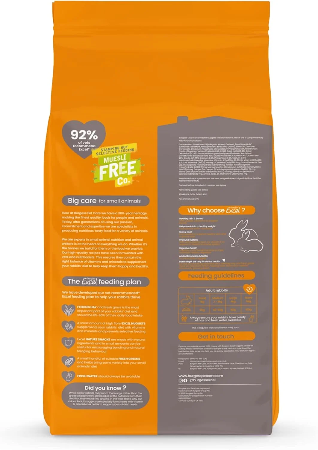 غذای خرگوش خانگی Excel Burgess، 1.5 کیلوگرم