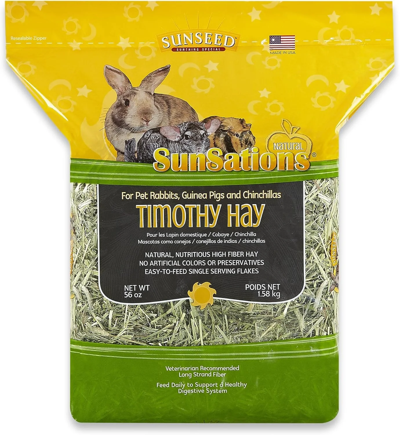 یونجه تیموتی Sunsations برای حیوانات کوچک، طعم تیموتی، 720 گرم، بسته 1 عددی