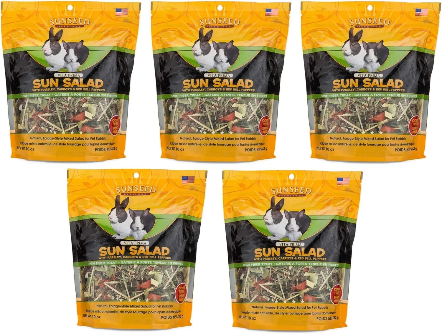 مجموعه 5 عددی سالاد آفتابگردان ویتا پریما سان سید، 10 اونس، خوراکی پر فیبر برای خرگوش ها