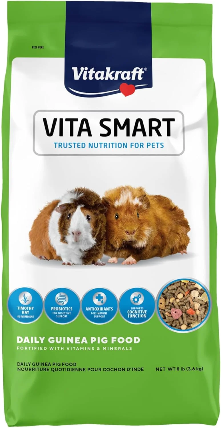 غذای کامل خوکچه هندی ویتاکرافت ویتا اسمارت - تغذیه کامل - مخلوط غنی شده ممتاز با یونجه تیموتی برای خوکچه هندی، 3.6 کیلوگرم (بسته 1 عددی)