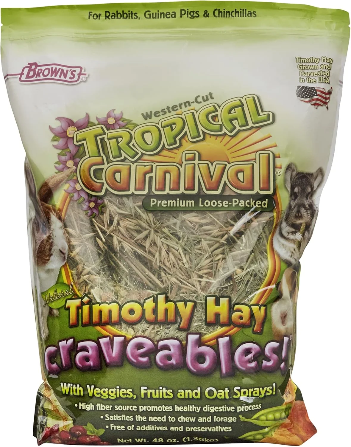 Browns Tropical Carnival Timothy Hay Craveables, Suitable for Rabbits, Guinea Pigs and Chinchillas- 1.36 Gm