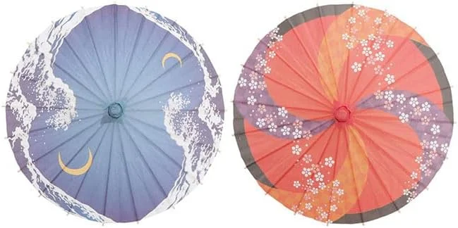 تزویق 2 عدد چتر کاغذی روغنی ضد باران، چتر کوچک روغنی به سبک چینی، چتر آفتابی وینتیج ژاپنی تزئینی آویز برای دکوراسیون منزل، فروشگاه و چتر