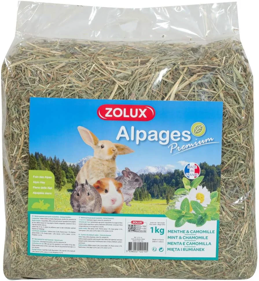 یونجه ممتاز آلپاین زولاکس با نعناع و بابونه 1 کیلوگرم