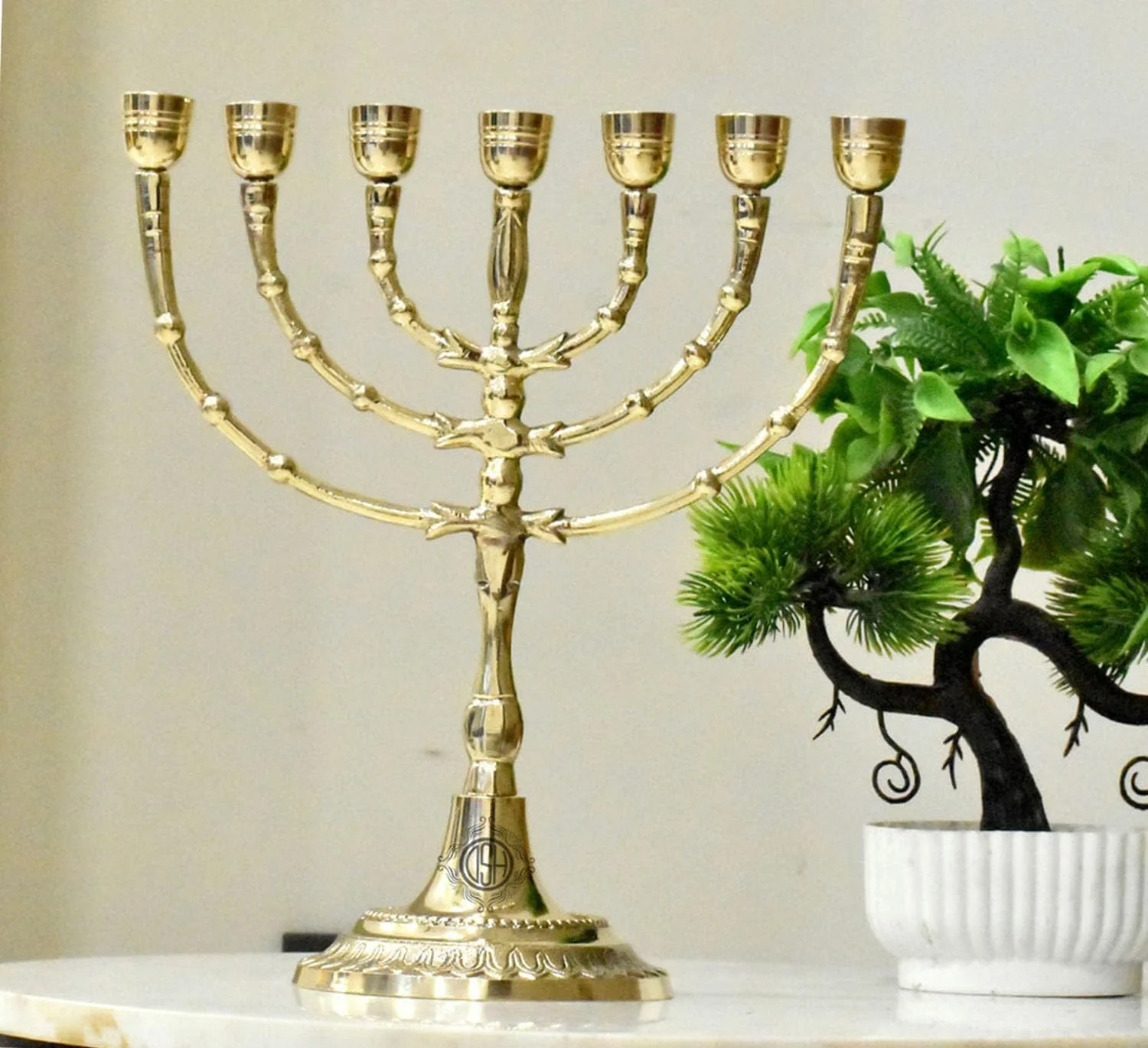 شمعدان برنجی DSH، دکور خانه، شمعدان هفت شاخه تزئینی، جا شمعی برای خانه، اتاق خواب، دکور اتاق نشیمن، تزیین میز