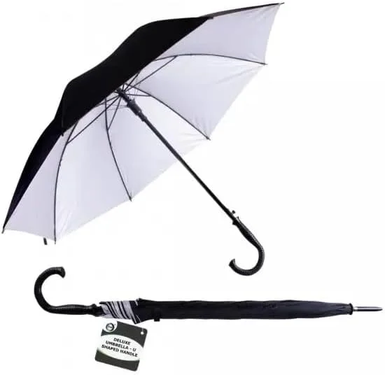 چتر مشکی لوکس، طول ۸۶ سانتی متر، قطر ۱۰۳ سانتی متر، دسته U شکل، محافظت در برابر باران چتر مشکی لوکس، طول ۸۶ سانتی متر، قطر ۱۰۳ سانتی متر، دسته U شکل، محافظت در برابر باران