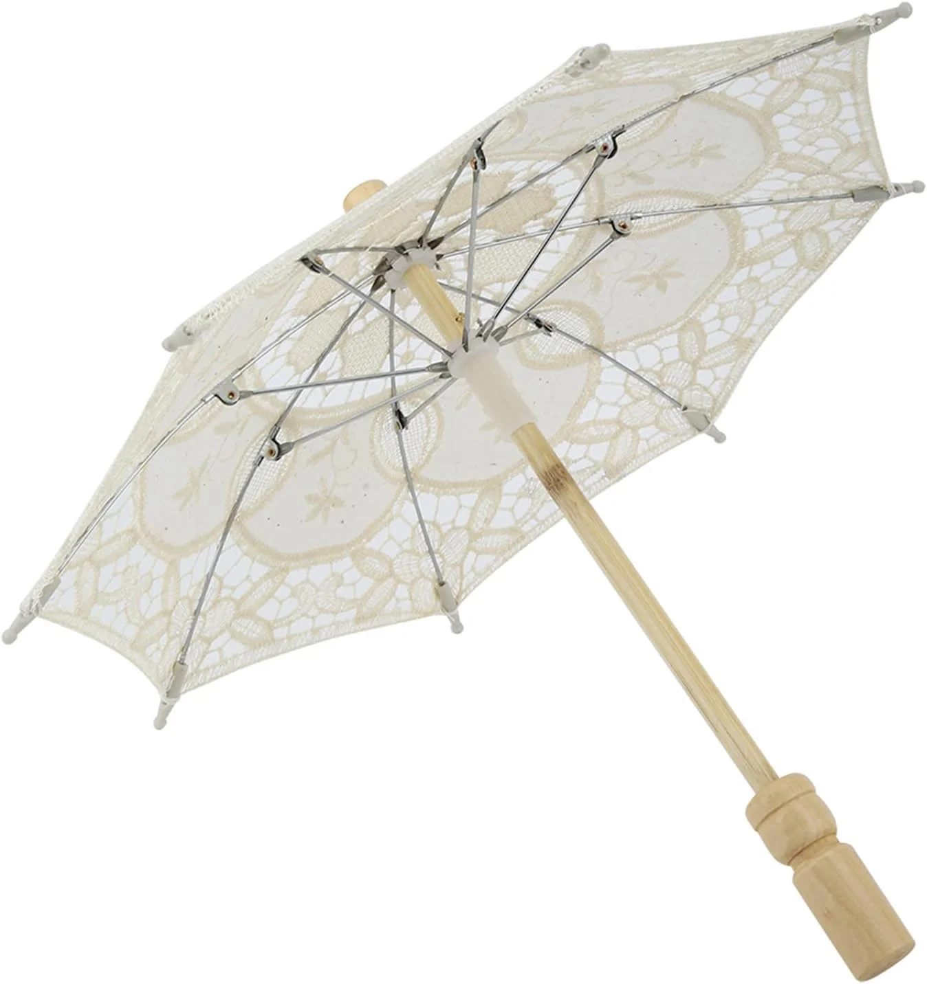 چتر توری پنبه ای عروس شیک، چتر آفتابی زیبا برای عکاسی و مراسم های فضای باز (سفید #02)