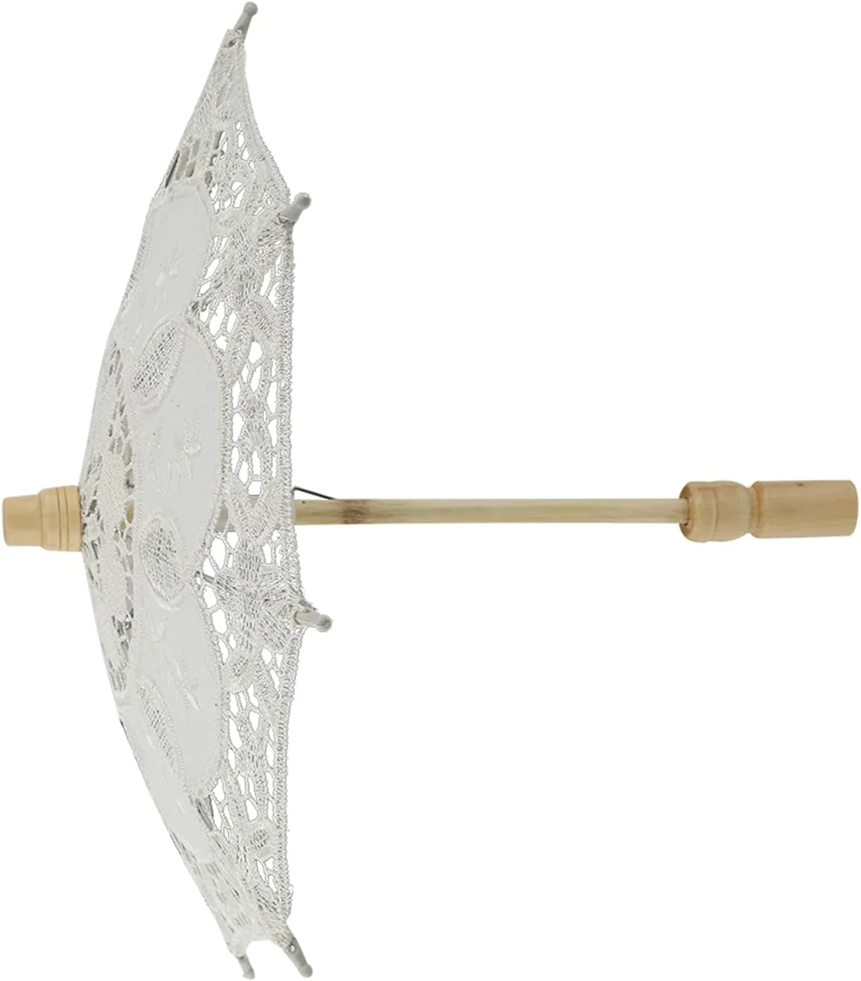 چتر توری پنبه ای عروس شیک، چتر آفتابی زیبا برای عکاسی و مراسم های فضای باز (سفید #02)