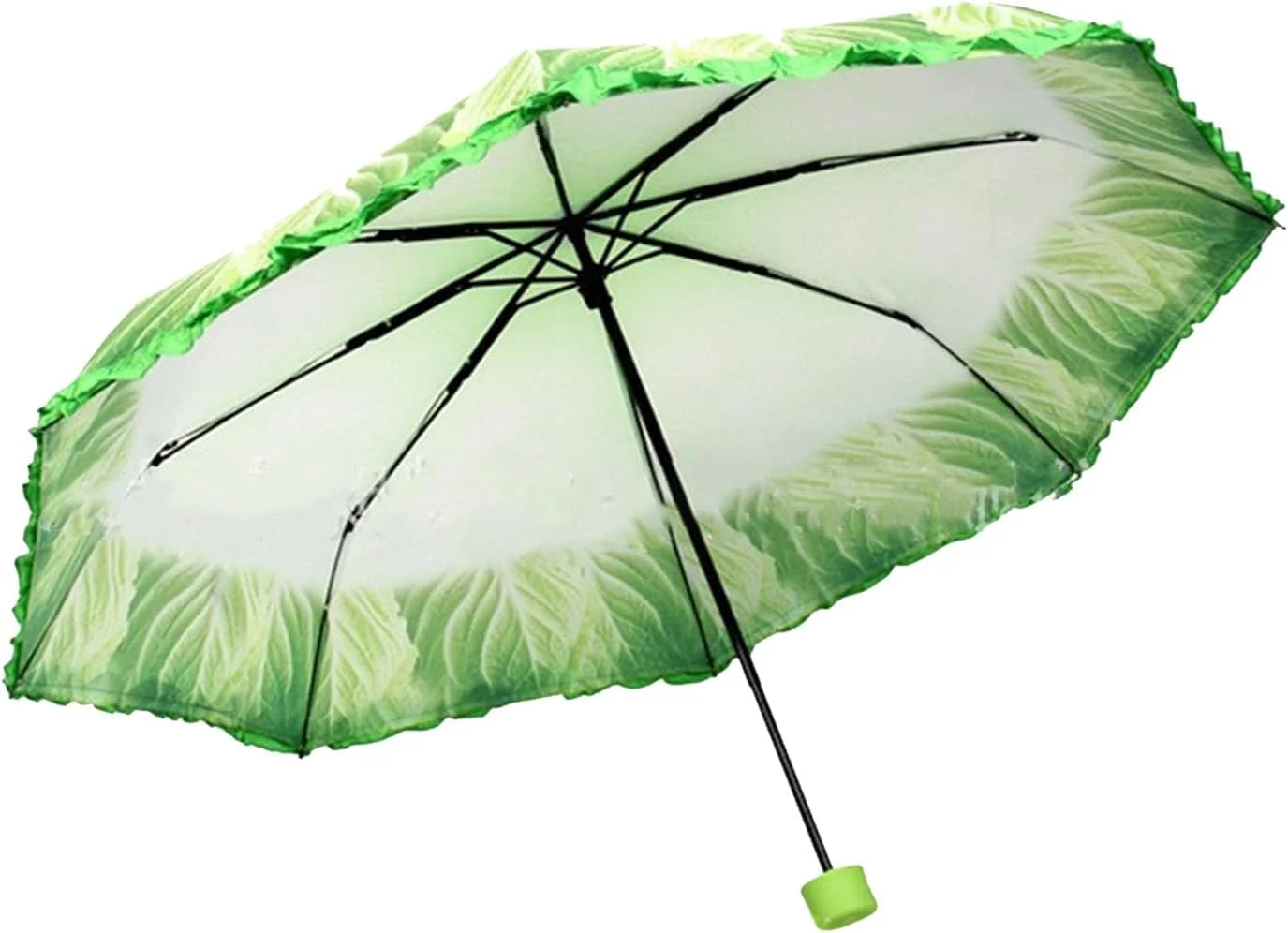 چتر مسافرتی ضد باد برای باران و آفتاب، تاشو، قابل حمل، طرح کلم