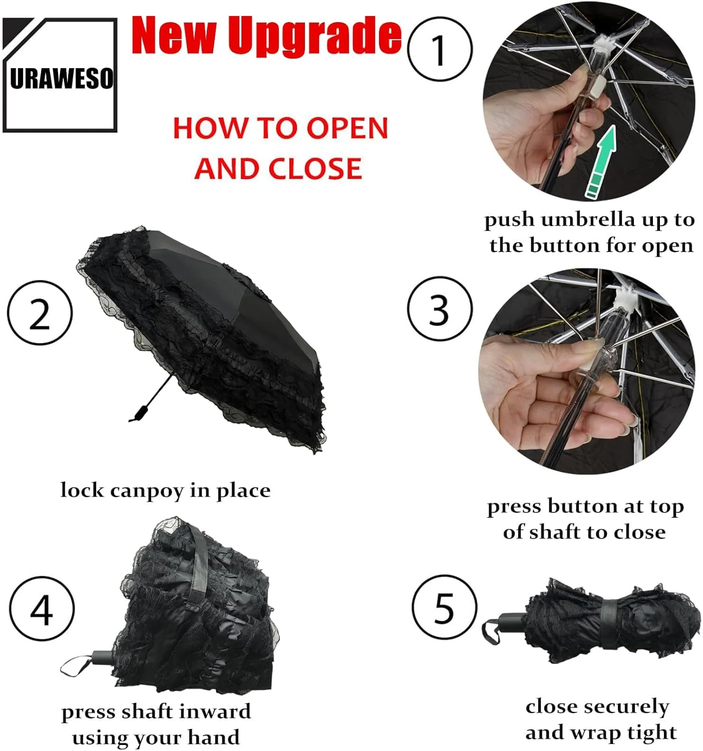 چتر توری وینتیج گوتیک لولیتا محافظت در برابر آفتاب UV، لوازم تزئینی مهمانی و عکاسی