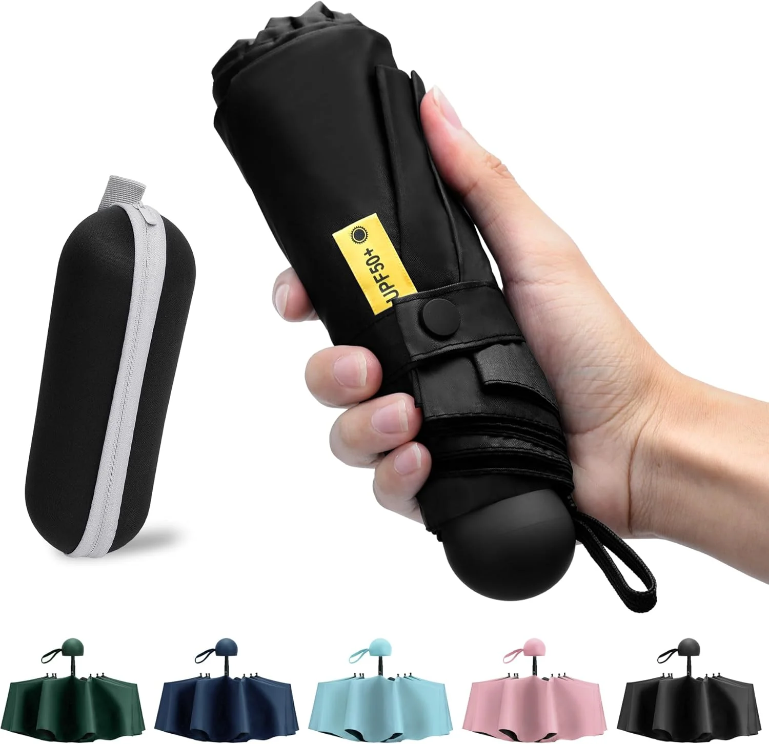 چتر مسافرتی ضد اشعه ماوراء بنفش ZOMAKE به همراه کیف نگهداری، محافظت در برابر آفتاب UPF 50+، تاشو، قابل حمل، سبک وزن، مناسب برای آقایان و بانوان (8 پره)