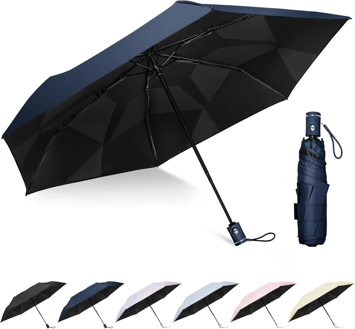 چتر مسافرتی ضد اشعه ماوراء بنفش ZOMAKE تاشو خودکار 3 ثانیه ای، محافظت در برابر آفتاب UPF 50+، ضد باد، جمع و جور، سبک و قابل حمل برای زنان، مردان و سالمندان (6 پره)
