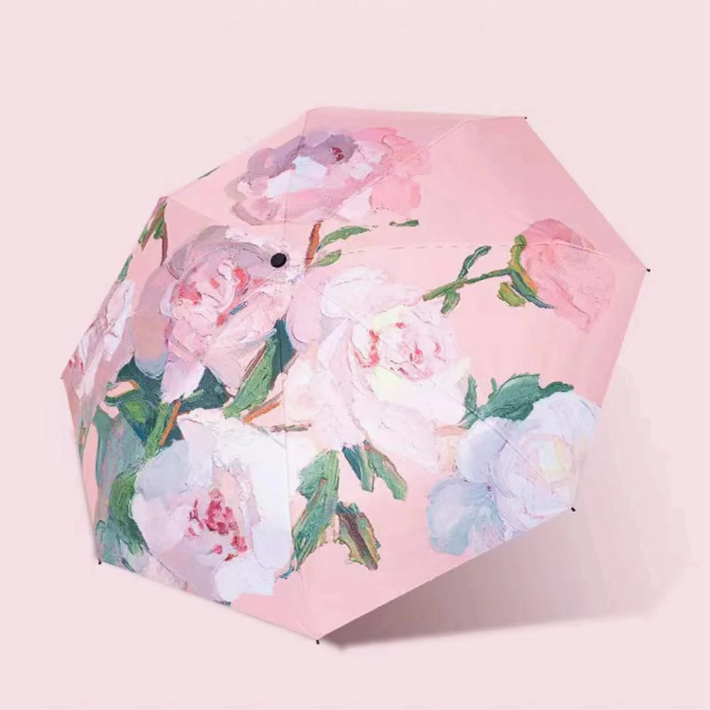 چتر تاشو مسافرتی KASTWAVE، با طرح گل هنری، محافظت در برابر اشعه ماوراء بنفش UPF50+، برای تمام شرایط آب و هوایی چتر تاشو مسافرتی KASTWAVE، با طرح گل هنری، محافظت در برابر اشعه ماوراء بنفش UPF50+، برای تمام شرایط آب و هوایی