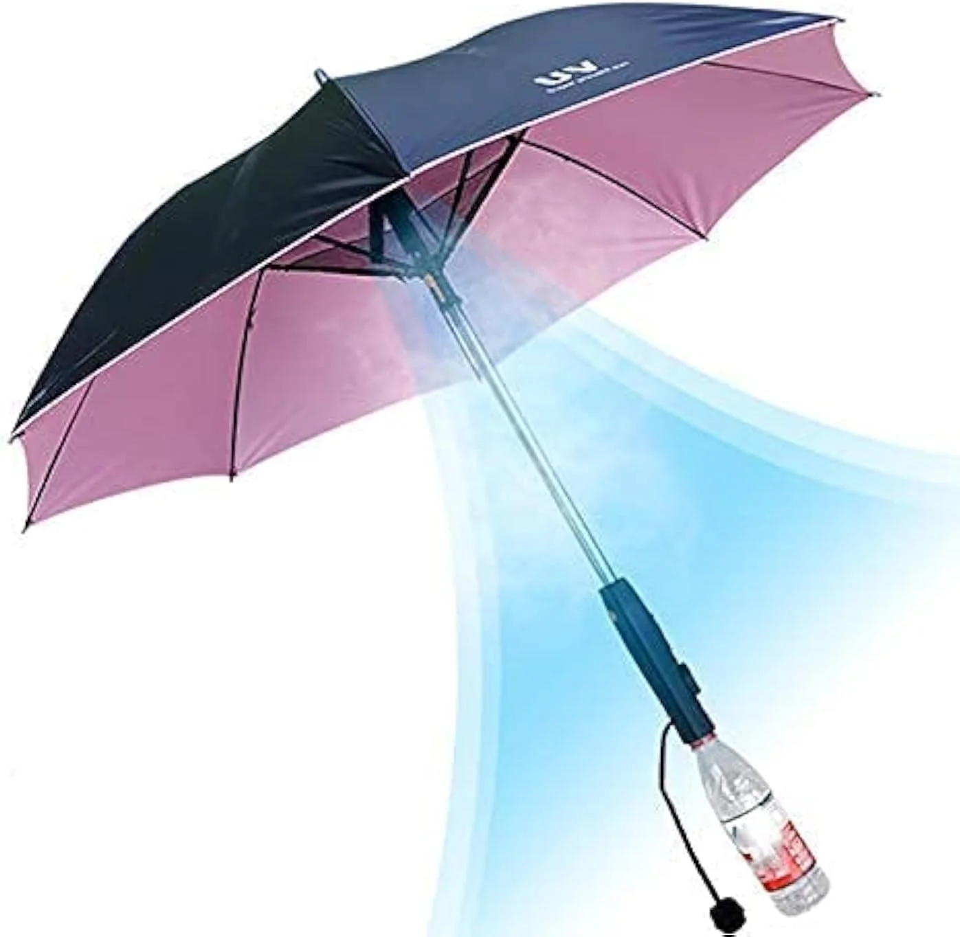 چتر آفتابی دسته بلند با فن، چتر چند منظوره با اسپری ایده آل برای روزهای گرم و آفتابی. (B)