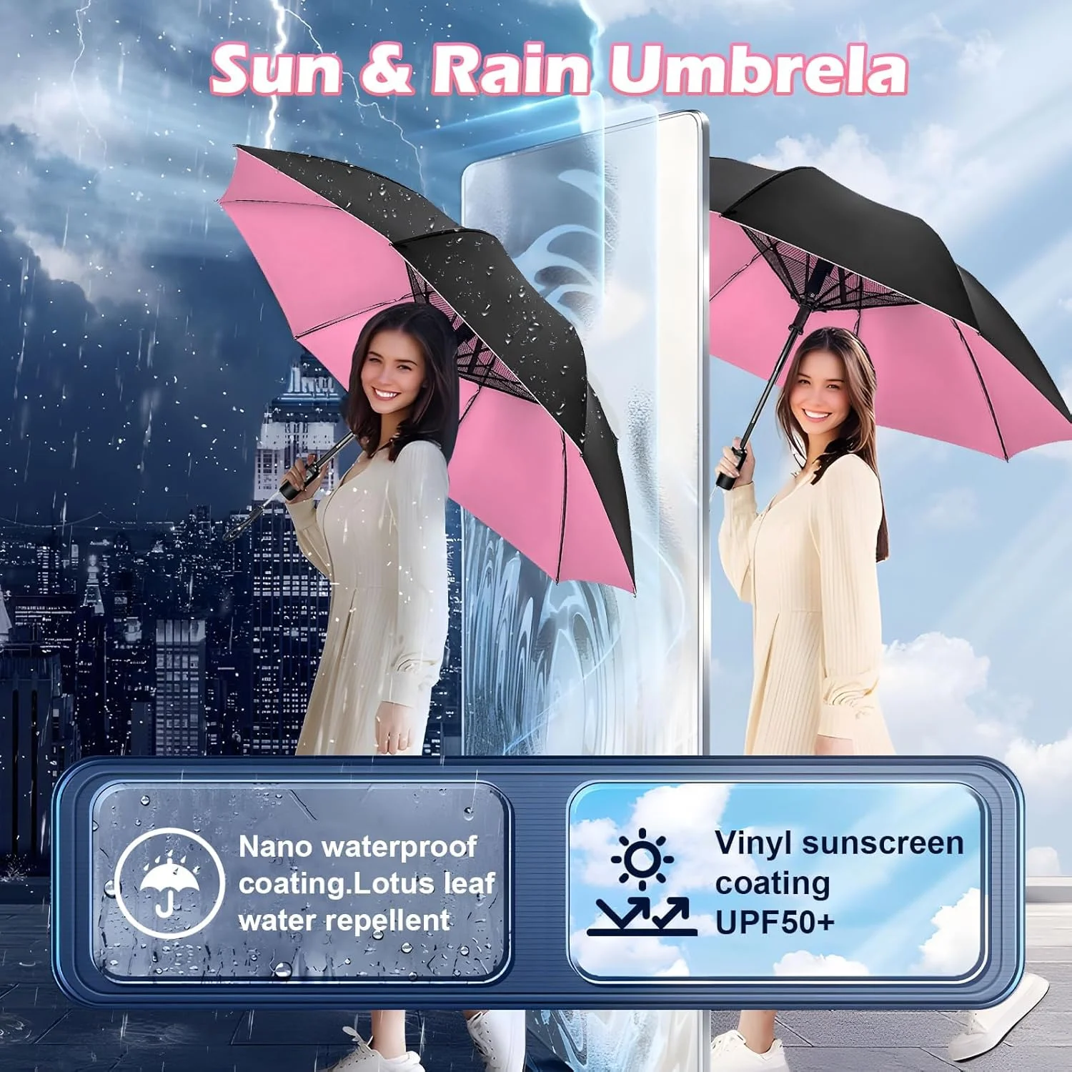 چتر محافظت در برابر اشعه ماوراء بنفش با فن، چتر خنک کننده با فن، قابل حمل و شارژی، چتر مسافرتی جیبی تابستانی برای آفتاب یا باران، مشکی چتر محافظت در برابر اشعه ماوراء بنفش با فن، چتر خنک کننده با فن، قابل حمل و شارژی، چتر مسافرتی جیبی تابستانی برای آفتاب یا باران، مشکی