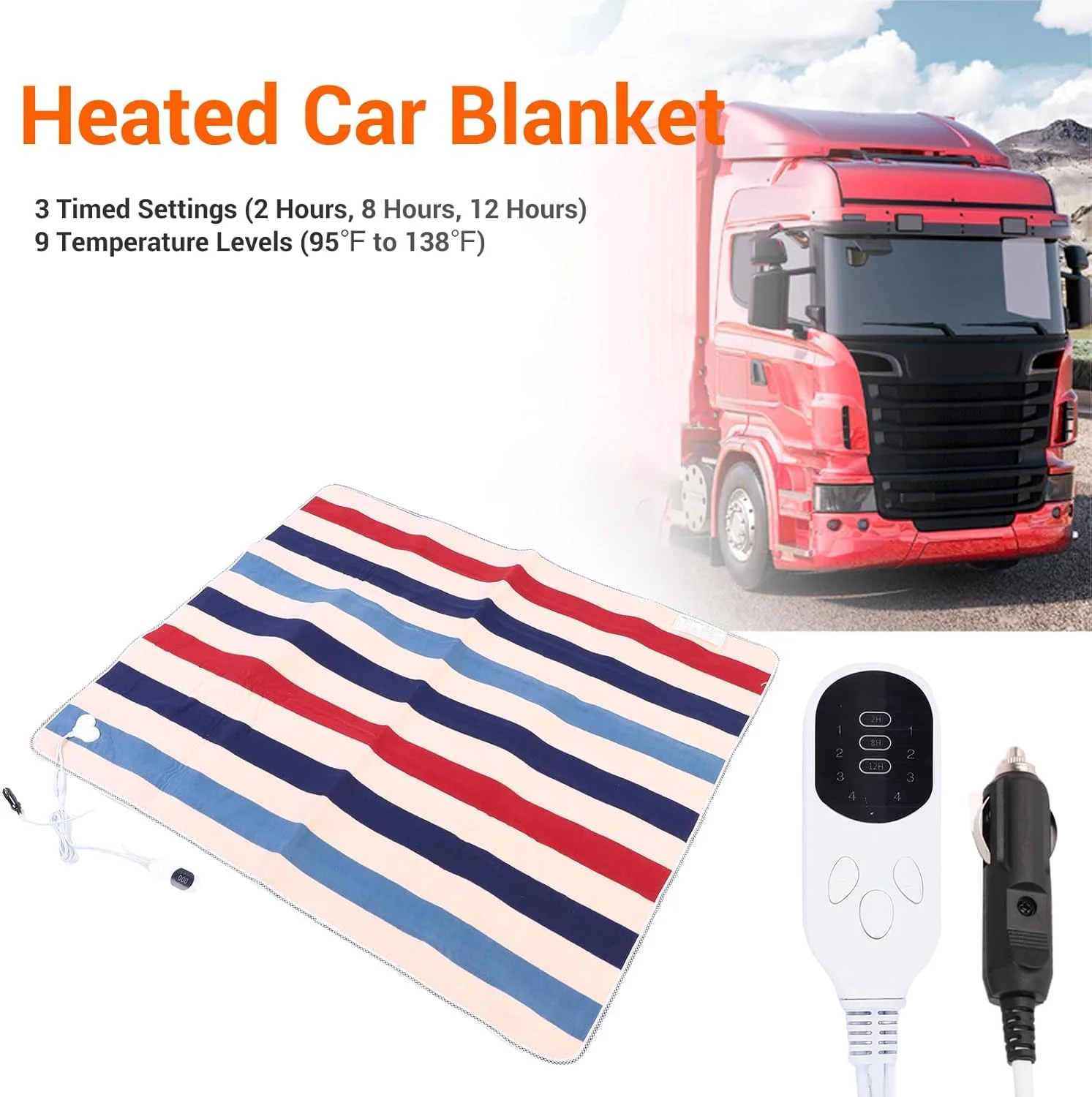 پتو برقی گرمایشی خودرو Bewinner، پتو برقی فلانل نرم، پتو گرمایشی قابل حمل برای مسافرت با 3 تنظیمات تایمر و 9 سطح دما، نرم و راحت برای خودرو، شاسی بلند و کمپینگ پتو برقی گرمایشی خودرو Bewinner، پتو برقی فلانل نرم، پتو گرمایشی قابل حمل برای مسافرت با 3 تنظیمات تایمر و 9 سطح دما، نرم و راحت برای خودرو، شاسی بلند و کمپینگ