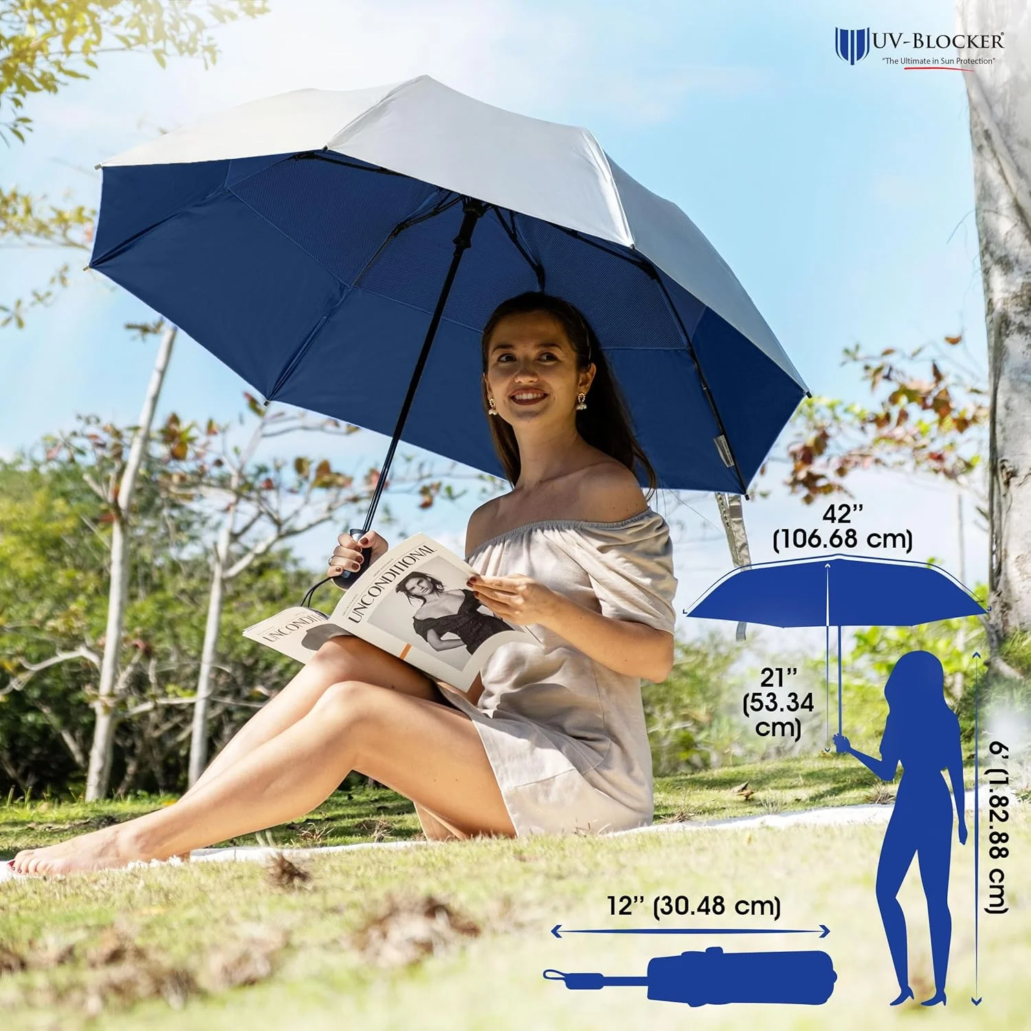 چتر آفتابی مسافرتی محافظت در برابر اشعه ماوراء بنفش - بازشو خودکار، ضد باد با محافظت 55+ UPF در برابر اشعه ماوراء بنفش چتر آفتابی مسافرتی محافظت در برابر اشعه ماوراء بنفش - بازشو خودکار، ضد باد با محافظت 55+ UPF در برابر اشعه ماوراء بنفش