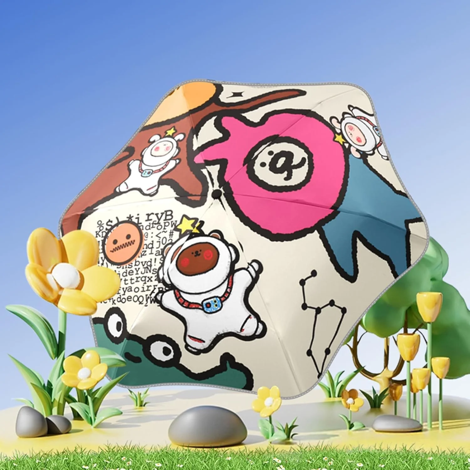 چتر بچه گانه با گوشه های گرد، بادوام و قابل حمل، ضد باد، چتر تاشو جمع و جور ضد اشعه ماوراء بنفش با نوار بازتابنده، باز/بسته شدن خودکار، طراحی کارتونی سبک وزن برای دختران و پسران چتر بچه گانه با گوشه های گرد، بادوام و قابل حمل، ضد باد، چتر تاشو جمع و جور ضد اشعه ماوراء بنفش با نوار بازتابنده، باز/بسته شدن خودکار، طراحی کارتونی سبک وزن برای دختران و پسران