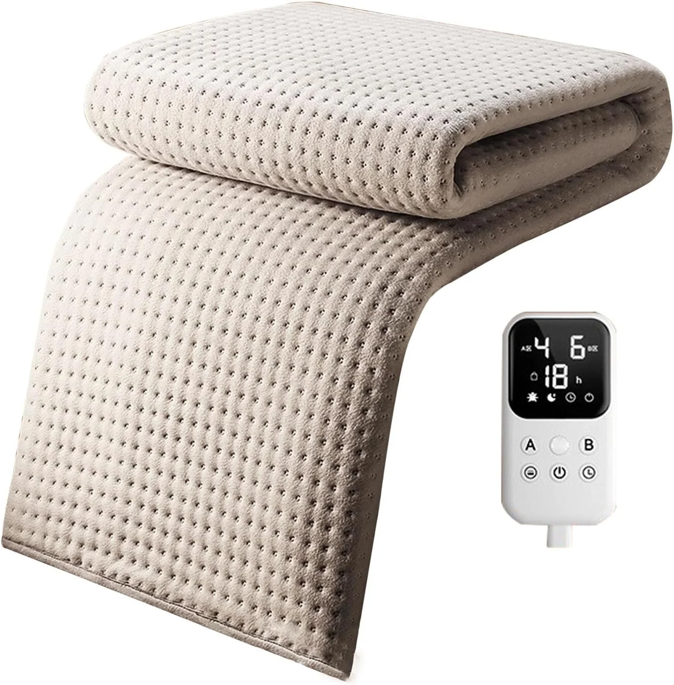پتوی برقی گرمایشی، پتوی گرم شونده برقی با 9 سطح و تایمر 1-12 ساعته خاموش شدن خودکار، کنترل دوگانه منطقه ای، فلانل نرم و محافظت در برابر گرمای بیش از حد، گرم کننده تخت پتوی گرم شونده، قابل شستشو در ماشین لباسشویی، 180x150 سانتی متر / 71"x59"