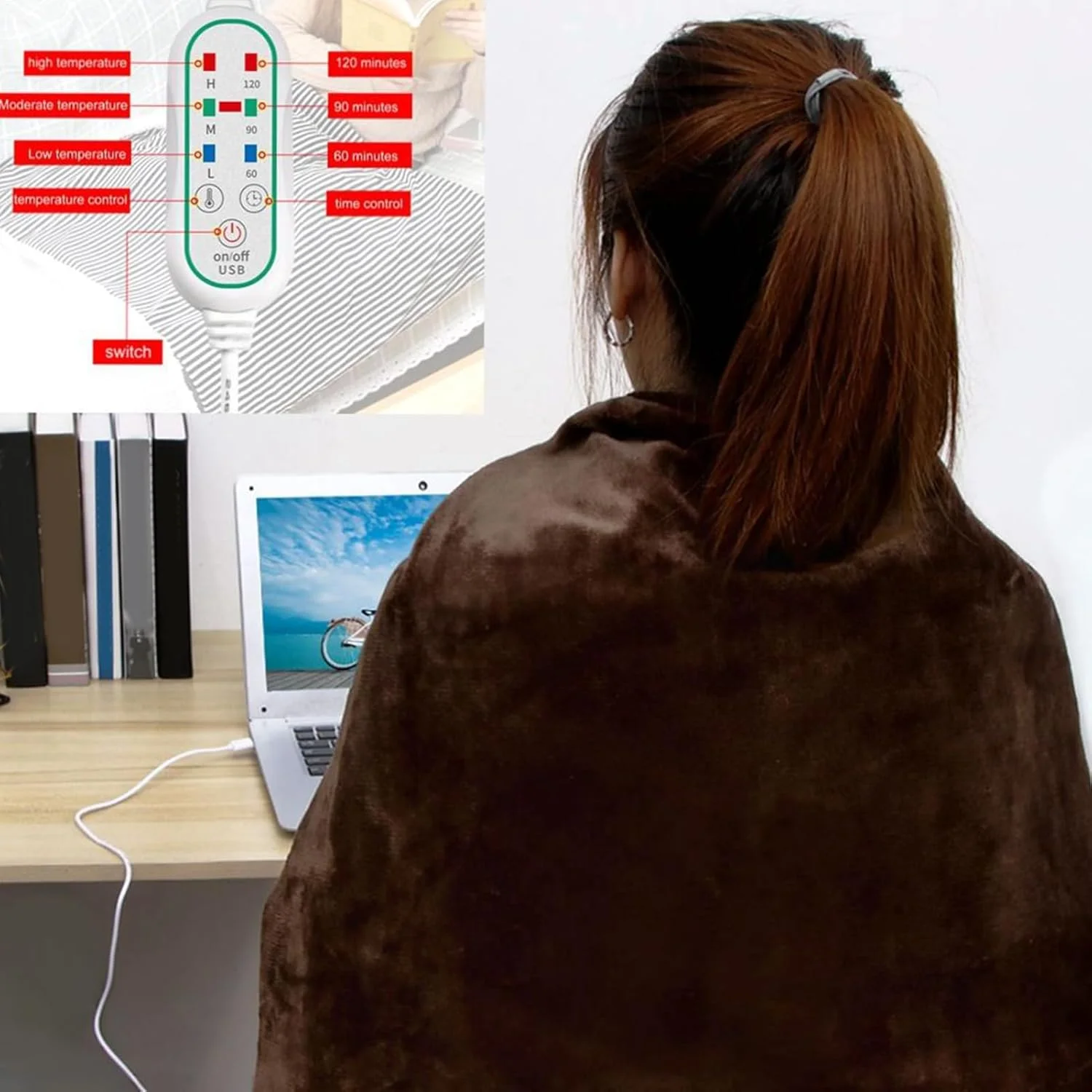 پتوهای برقی - گرمایش یکنواخت، نرم و تنفسی با منبع تغذیه USB، پتو برقی گرم شونده | برای آقایان، بانوان، مدرسه، منزل، مسافرت، دفتر، مبل، صندلی پتوهای برقی - گرمایش یکنواخت، نرم و تنفسی با منبع تغذیه USB، پتو برقی گرم شونده | برای آقایان، بانوان، مدرسه، منزل، مسافرت، دفتر، مبل، صندلی