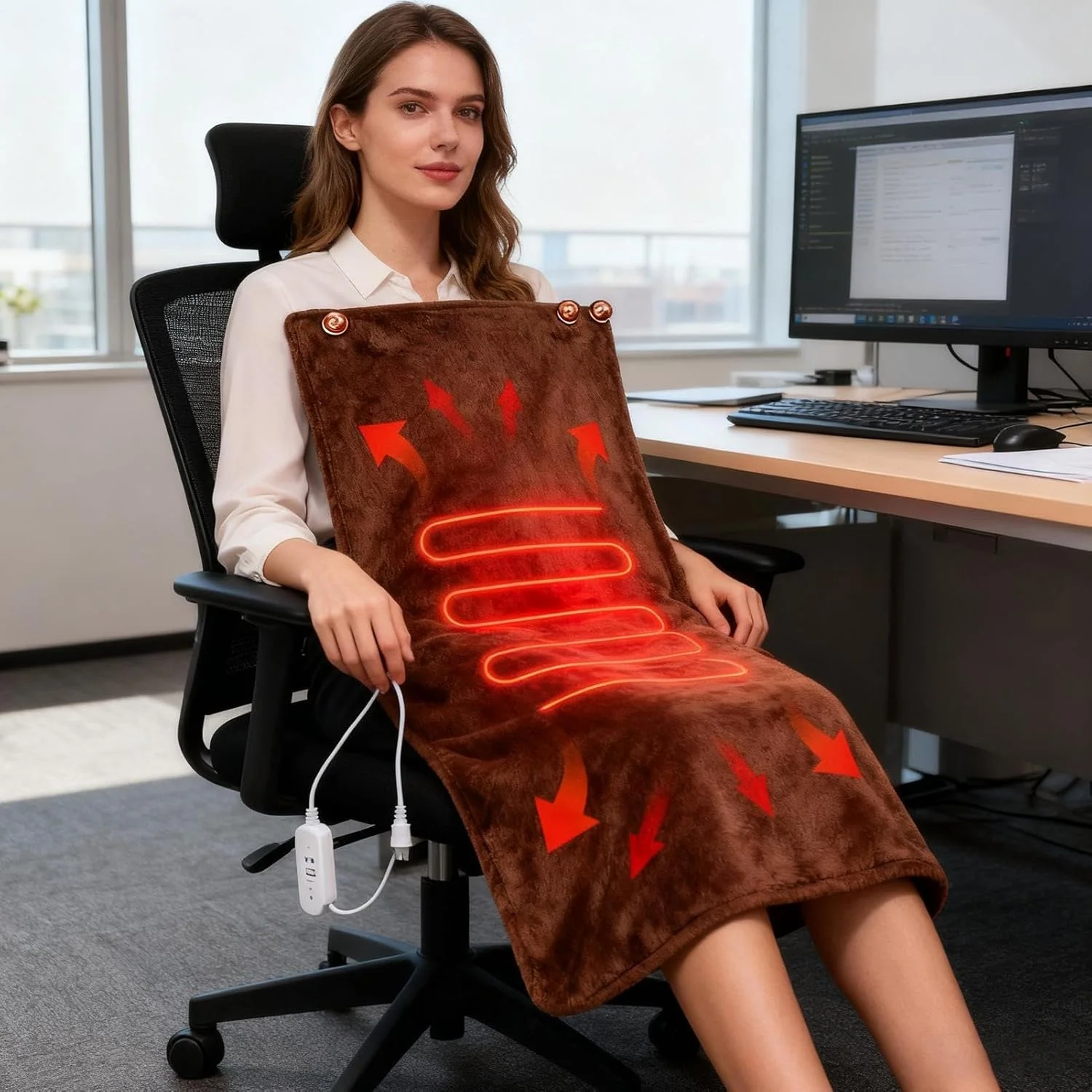 پتو برقی، 3 حالت تنظیم حرارت، تغذیه از طریق USB، نرم و تنفسی | پتو برقی گرمایشی - برای دوستان، آقایان، خانم ها، مدرسه، داخل خانه، مسافرت، دفتر، مبل، صندلی