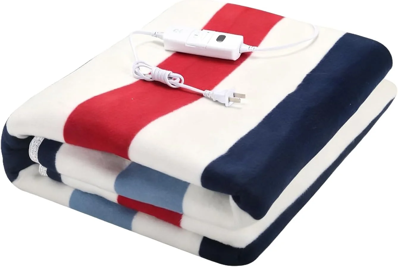 پتو برقی - محافظ گرمای بیش از حد - پتو گرم راه راه - برای مبل، خانه، دفتر، کمپینگ، خواب، هوای سرد زمستانی، کودکان، بزرگسالان، سالمندان، کریسمس