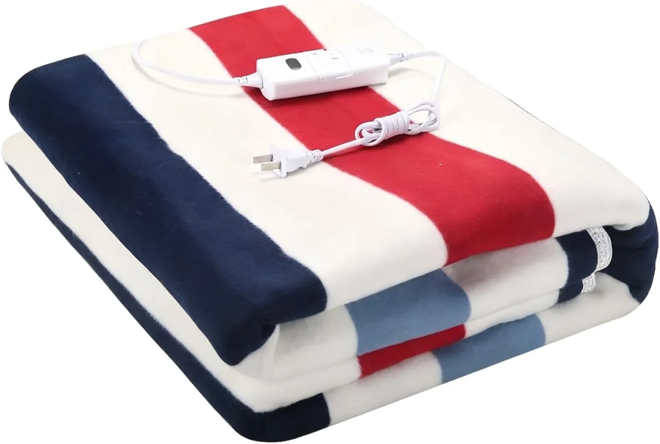 پتو برقی - گرم نگهدارنده بدن با محافظت در برابر گرمای بیش از حد - پتو برقی بزرگ گرمایشی، مناسب برای مبل، خانه، دفتر، کمپینگ، خواب، هوای سرد زمستانی، کودکان، بزرگسالان، سالمندان، هدیه کریسمس