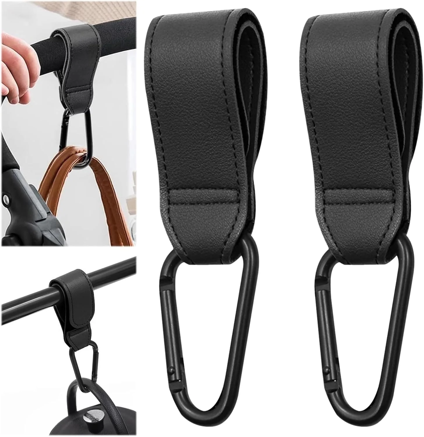 گیره های کالسکه 2 عددی برای کیف، گیره ها و قلاب های کالسکه کودک جهانی با قابلیت حمل 20 کیلوگرم، ضد لغزش با باز شدن با یک دست، آویز کیف پوشک، لوازم جانبی قلاب های جهانی برای سبد خرید کالسکه (مشکی) گیره های کالسکه 2 عددی برای کیف، گیره ها و قلاب های کالسکه کودک جهانی با قابلیت حمل 20 کیلوگرم، ضد لغزش با باز شدن با یک دست، آویز کیف پوشک، لوازم جانبی قلاب های جهانی برای سبد خرید کالسکه (مشکی)