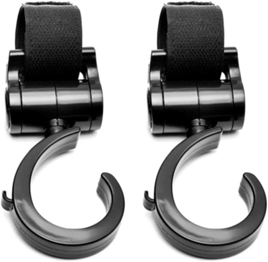 گیره آویز کالسکه بچه 2 عددی، قلاب چرخشی نگهدارنده کالسکه مشکی گیره آویز کالسکه بچه 2 عددی، قلاب چرخشی نگهدارنده کالسکه مشکی