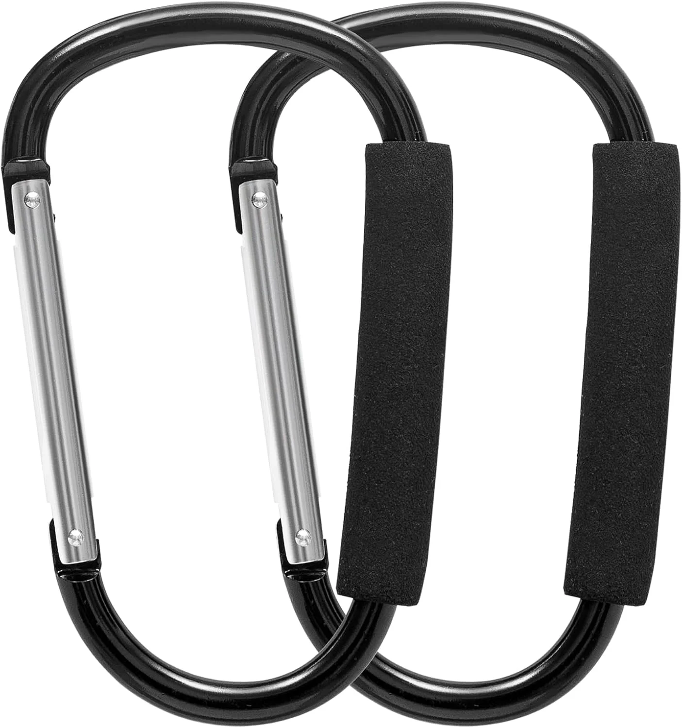 آویزهای کالسکه کودک برای آویزان کردن کیف لوازم، گیره بزرگ 7 اینچی کالسکه، بسته 2 عددی آویز کالسکه برای آویزان کردن کیف و خرید، لوازم جانبی کالسکه برای مادر، کارابین بزرگ، سازمان دهنده لوازم جانبی واکر