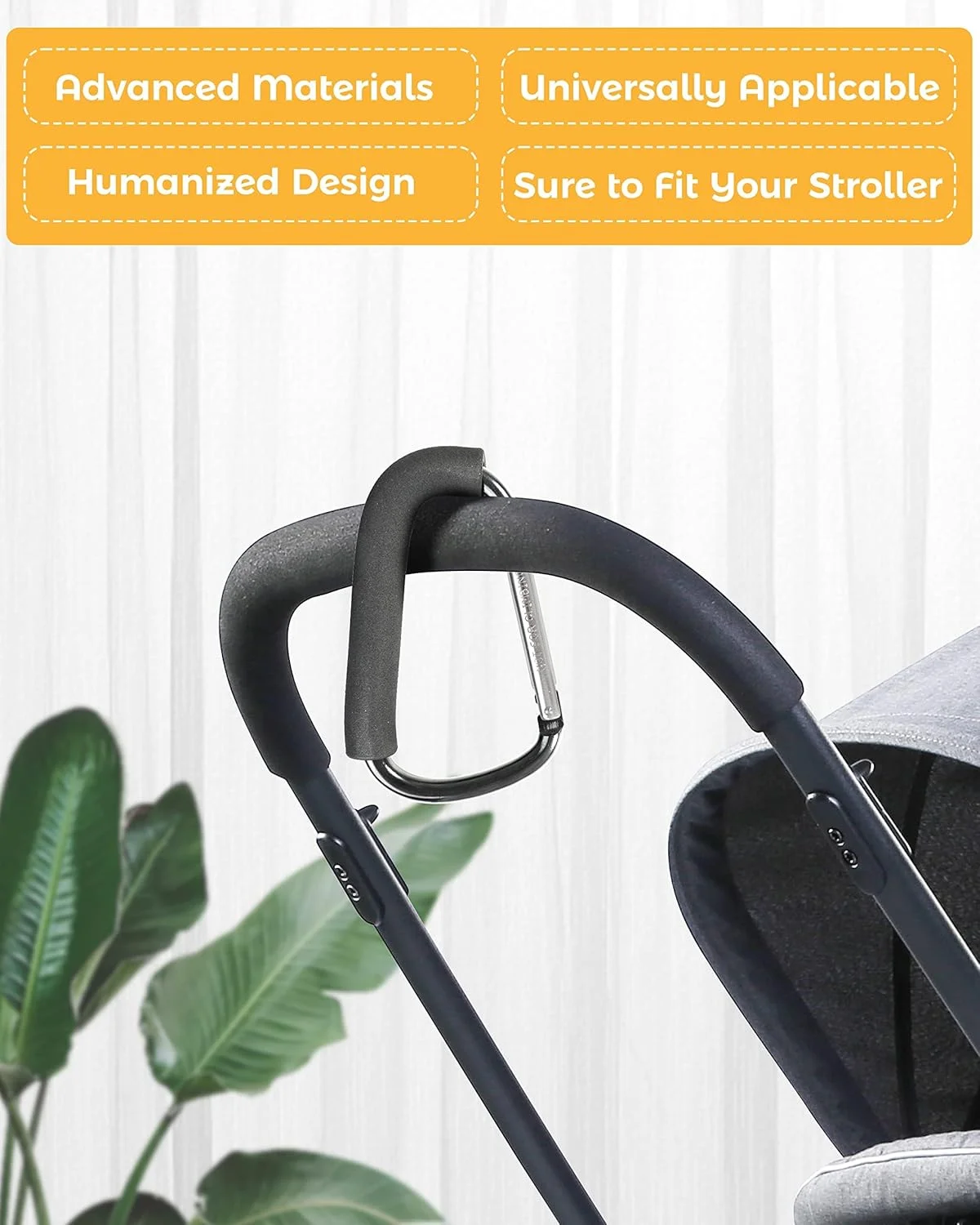 گیره های کالسکه، گیره بزرگ 6.3 اینچی کالسکه، قلاب های کالسکه برای آویزان کردن کیف و خرید، لوازم جانبی کالسکه برای مادر، کارابین بزرگ