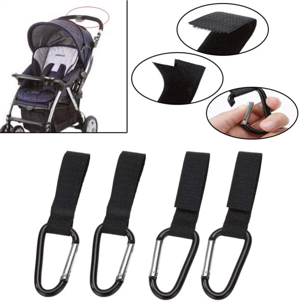 ۴ عدد قلاب کیف جهانی برای ویلچر، کالسکه، گیره های کارابین، قلاب کیف کالسکه بچه، لوازم جانبی گیره کیف خرید