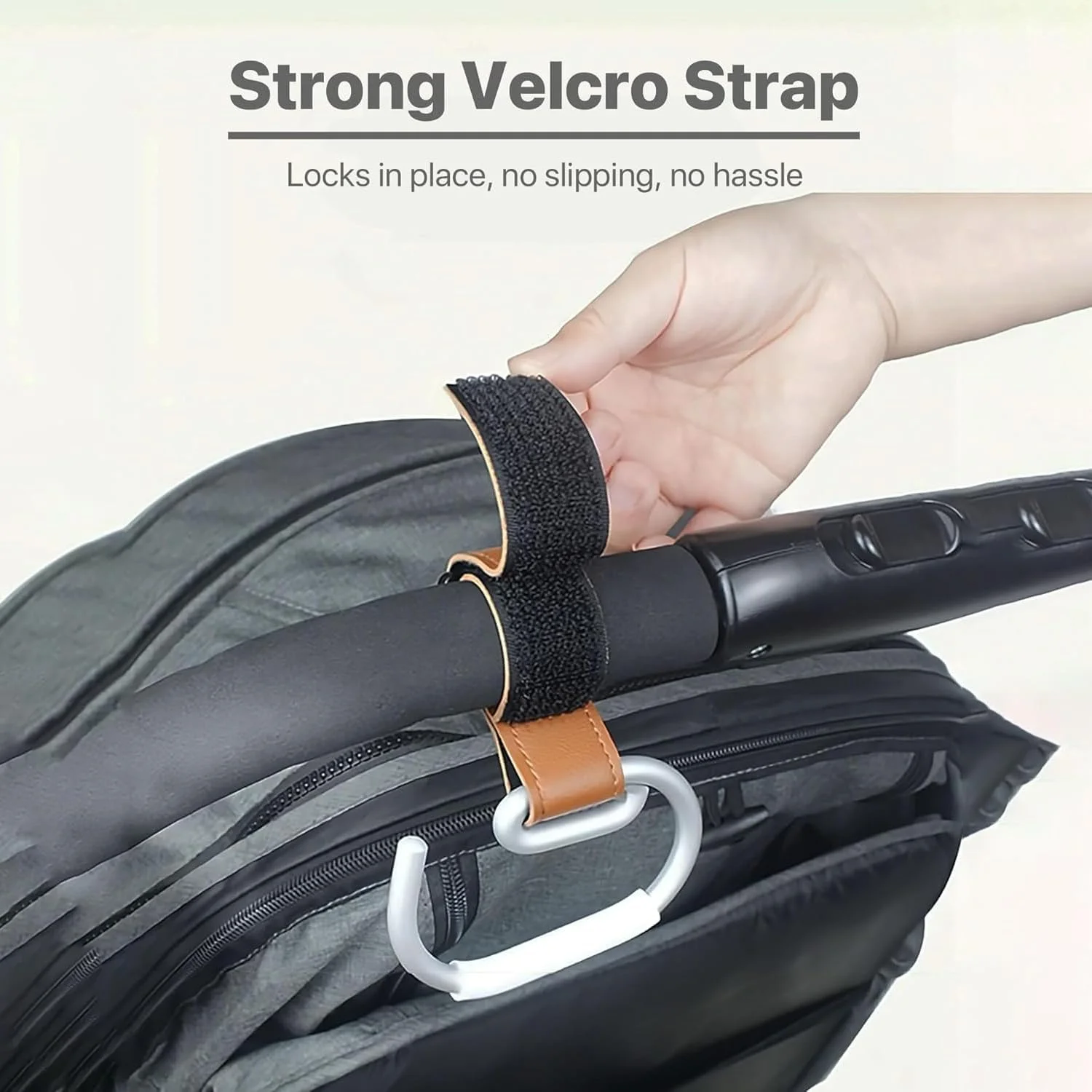 ست چهارتایی قلاب کالسکه یلاژوی - قلاب آلومینیومی با بند چسبی، سبک وزن، بادوام، با قابلیت تنظیم برای همه موارد (قهوه ای، مشکی)