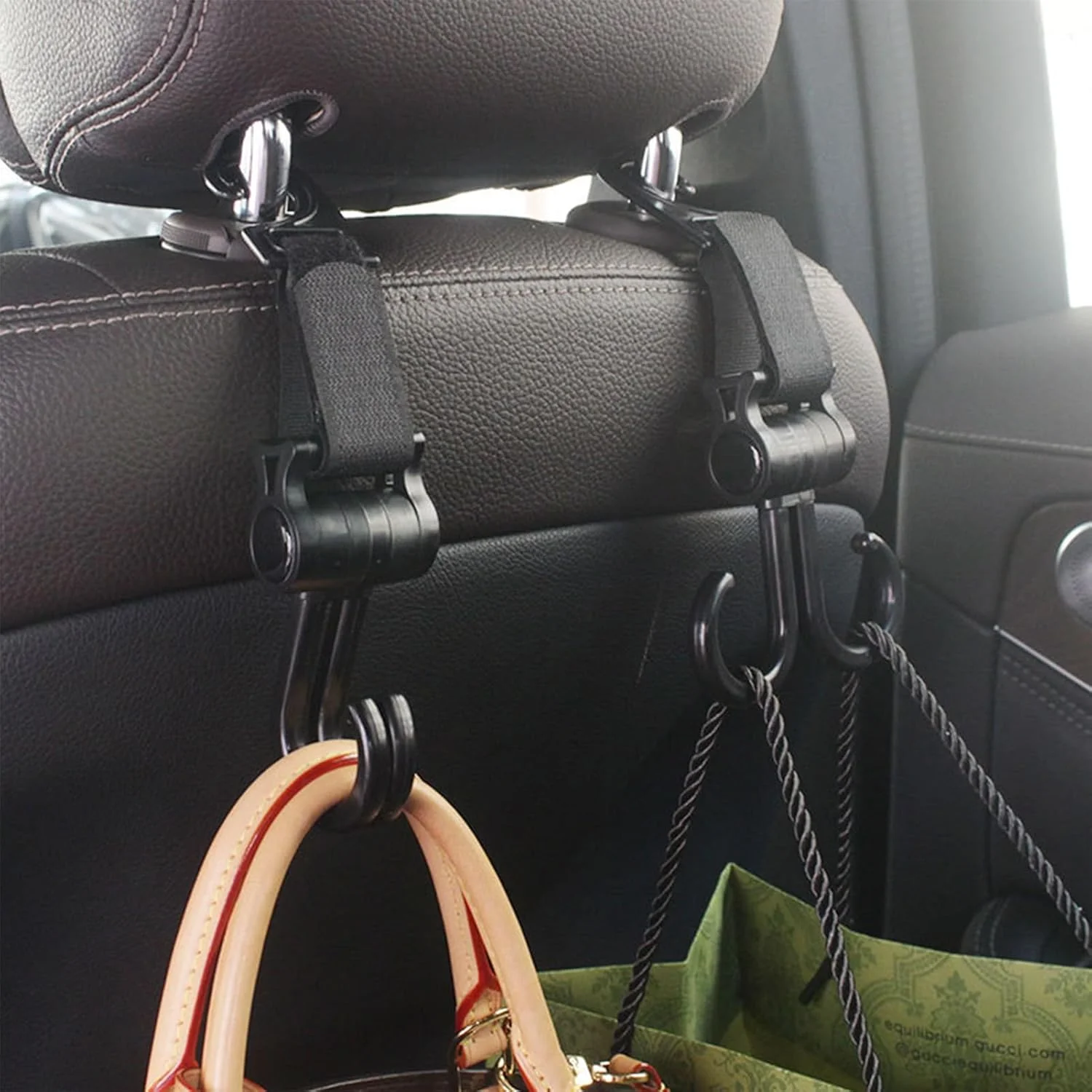 قلاب کیف کالسکه، قلاب های دوبل بند کالسکه برای کیف لوازم کودک - آویزهای دوبل ضد لغزش سازمان دهنده پشتی صندلی چرخشی لوازم جانبی خودرو برای خرید ویلچر پیاده روی