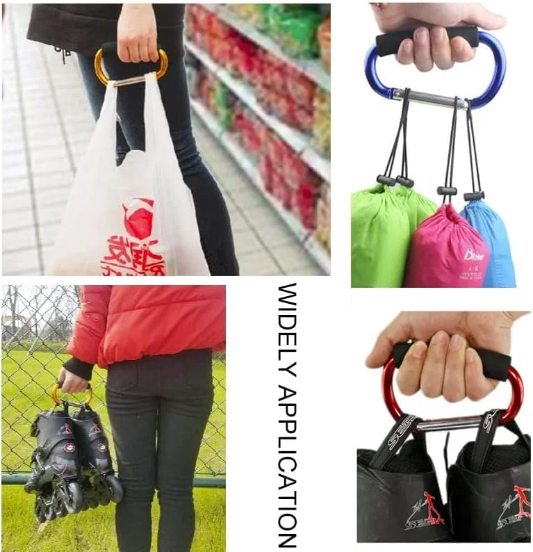 Aicosineg گیره قلاب دار 3 عددی 140x80 میلی متر دسته حمل کیف خرید نوع D بزرگ کارابین با اسفنج برای کالسکه کودک آویز کالسکه گیره چرخ دستی نگهدارنده گیره مامان حداکثر بار 3 کیلوگرم آبی