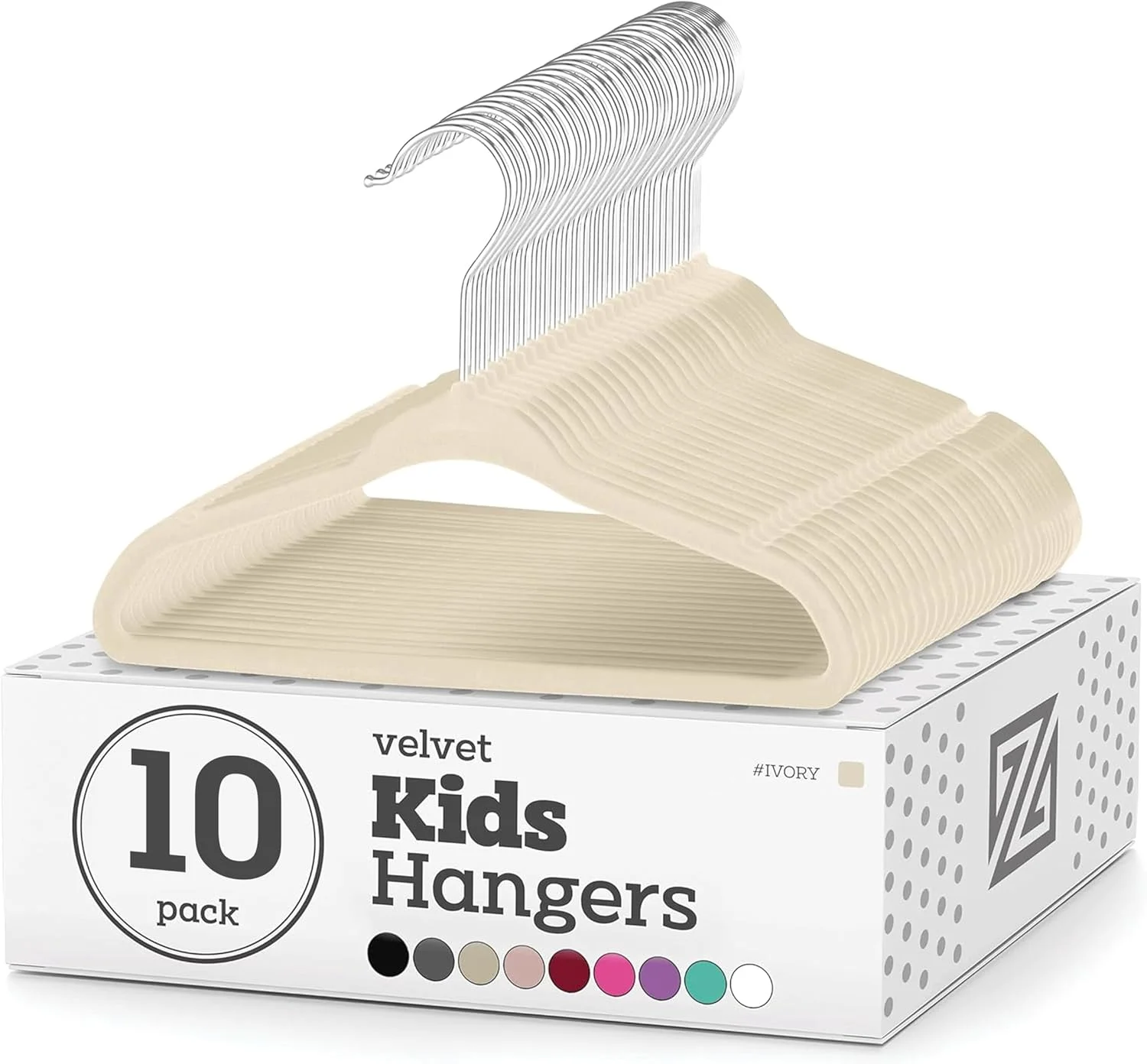 آویز لباس کودک زوبر - قلاب گردان کروم - آویز ضد لغزش برای لباس کودکان و صرفه جویی در فضا - مجموعه 10 عددی - بژ