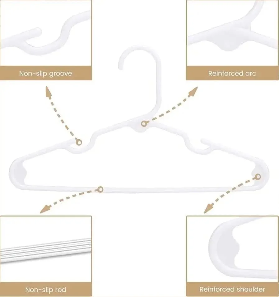 چوب لباسی بچه گانه هاوس دی، بسته 40 عددی، چوب لباسی پلاستیکی باریک و بادوام برای لباس کودک، مناسب سیسمونی