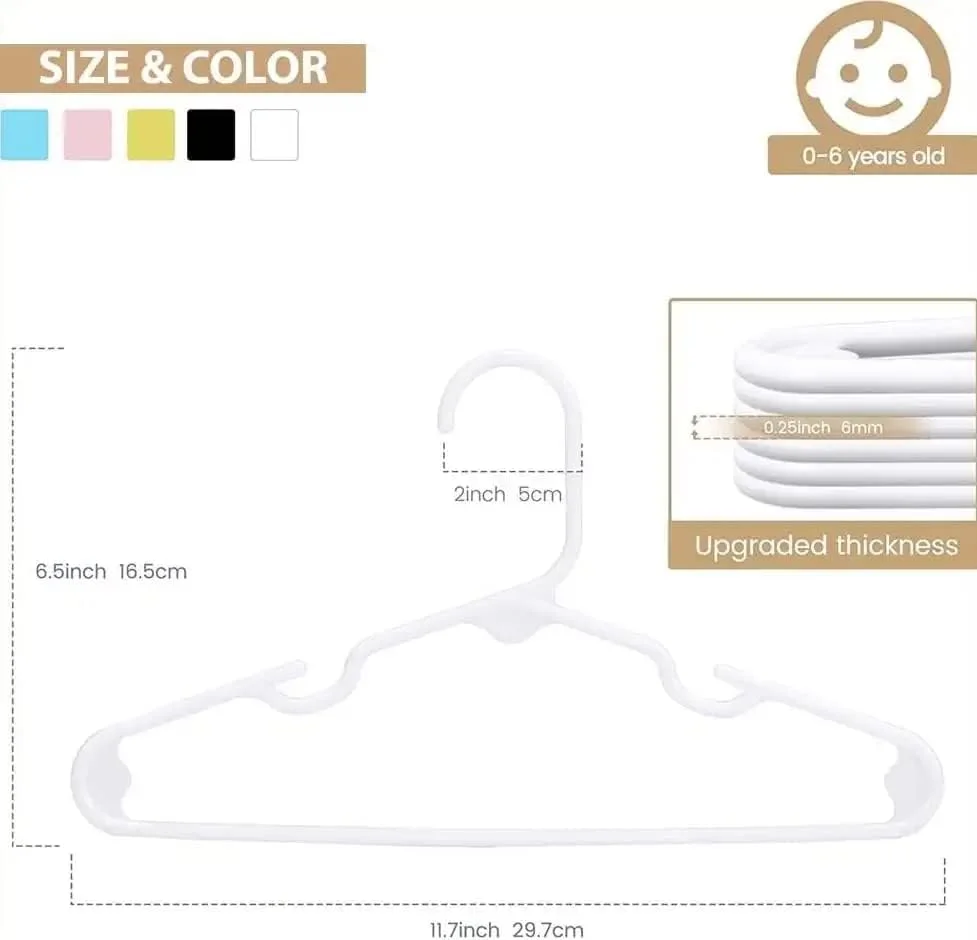 چوب لباسی بچه گانه هاوس دی، بسته 40 عددی، چوب لباسی پلاستیکی باریک و بادوام برای لباس کودک، مناسب سیسمونی