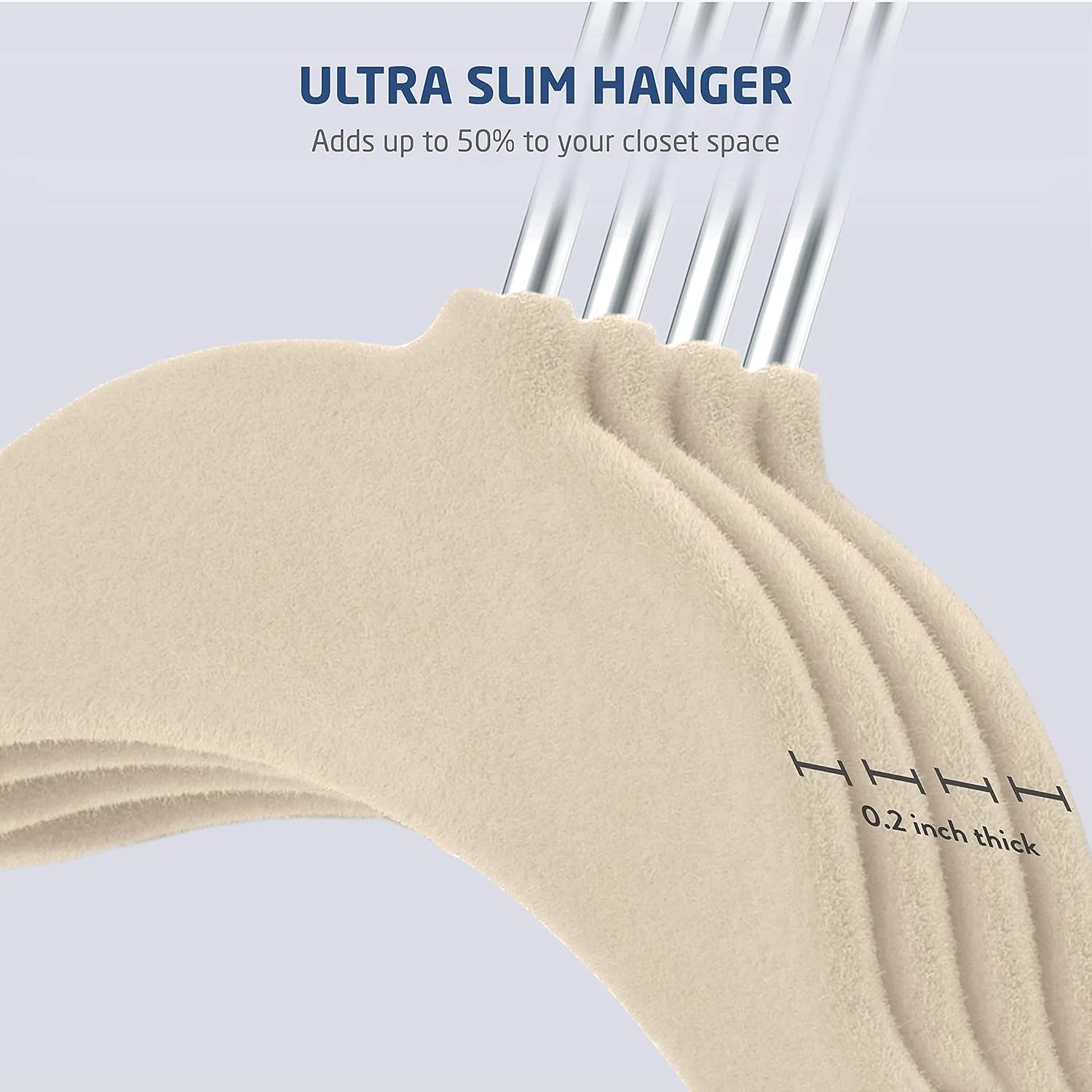 آویز لباس کودک زوبر - قلاب گردان کروم - آویز ضد لغزش برای لباس کودکان و صرفه جویی در فضا - مجموعه 10 عددی - بژ