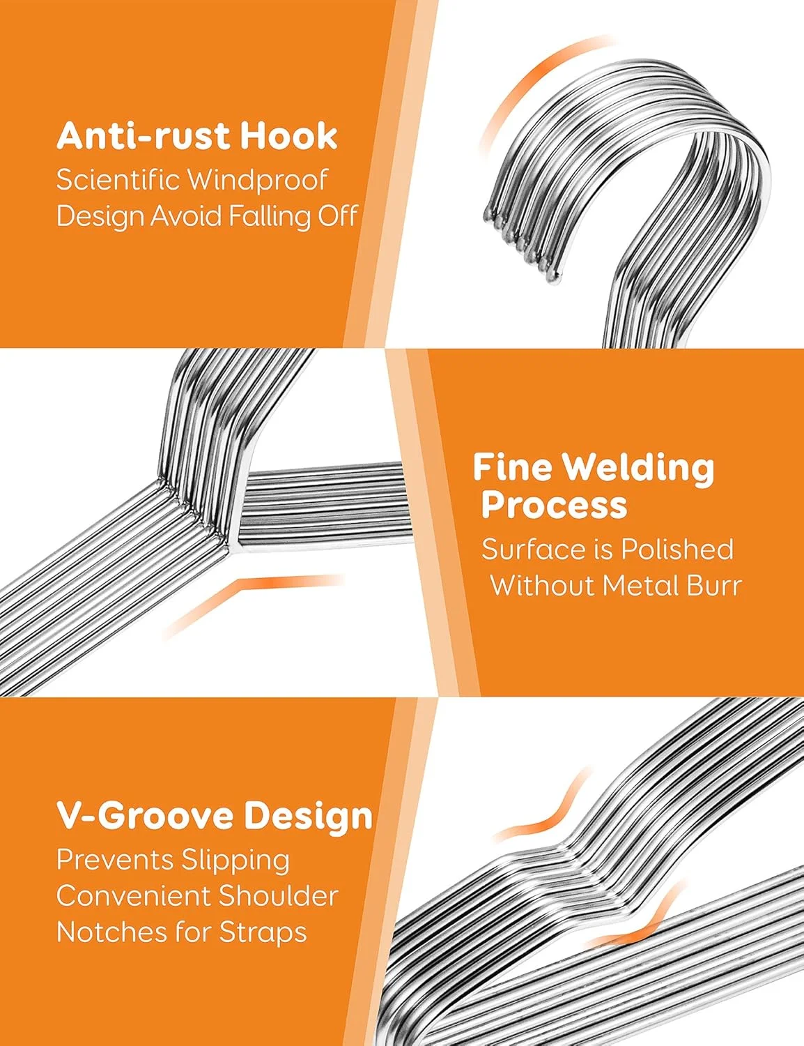 چوب لباسی کودک فایلیکو، بسته 50 عددی استیل ضد زنگ 32 سانتی متری، چوب لباسی لباس کودک مقاوم، ضد لغزش و صرفه جویی در فضا، چوب لباسی فلزی برای لباس کودکان و نوزادان