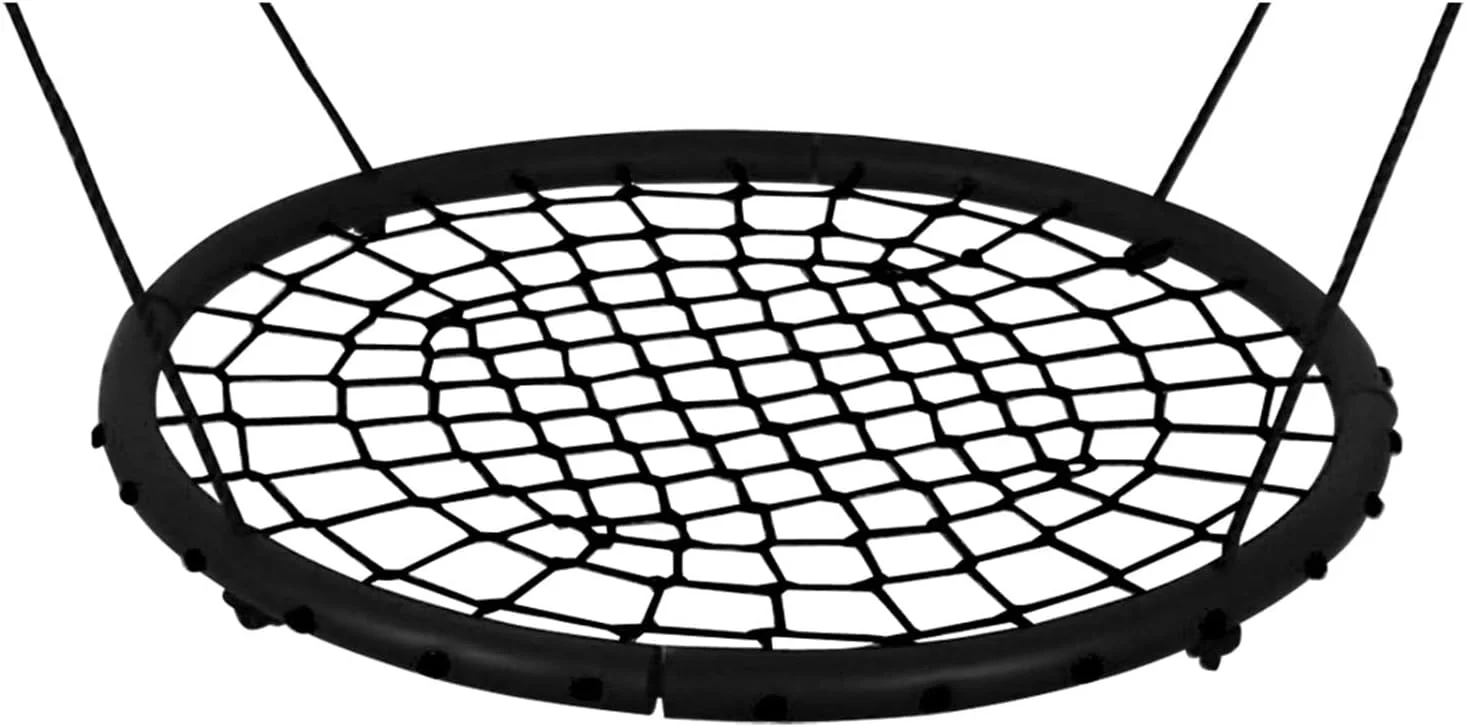 تاب بازی گرد لانه ای برای کودکان، تاب طنابی توری محکم کودک، مناسب فضای داخلی و خارجی، تحمل وزن 200 کیلوگرم، قطر 100 سانتی متر (رنگ: مشکی)