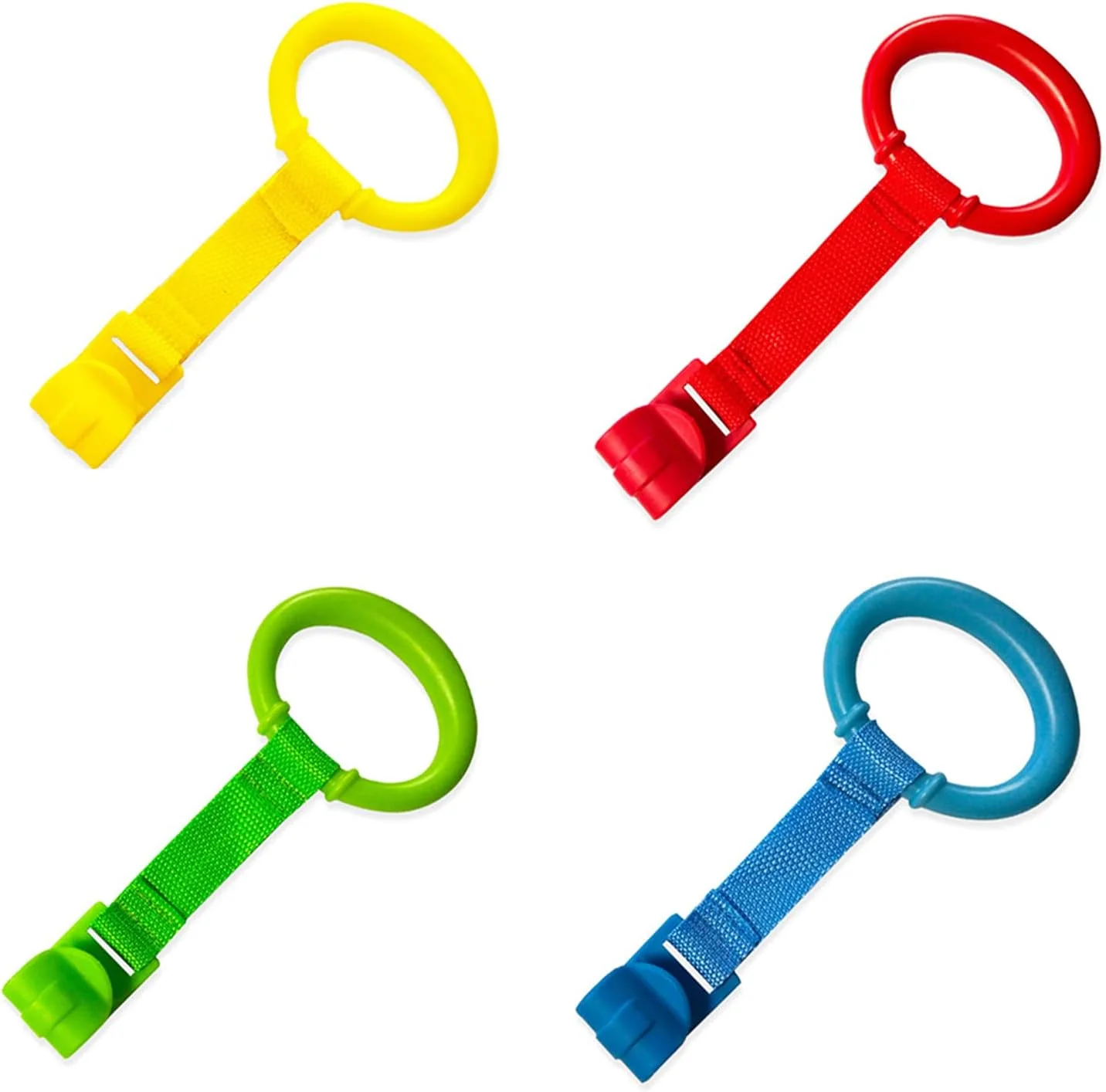 حلقه های کمکی کودک برای ایستادن، ابزار واکر ایستاده برای تخت نوزاد، 4 عدد حلقه قلاب دار تخت بازی، کمک به ایستادن کودک، ابزار آموزش راه رفتن جهانی