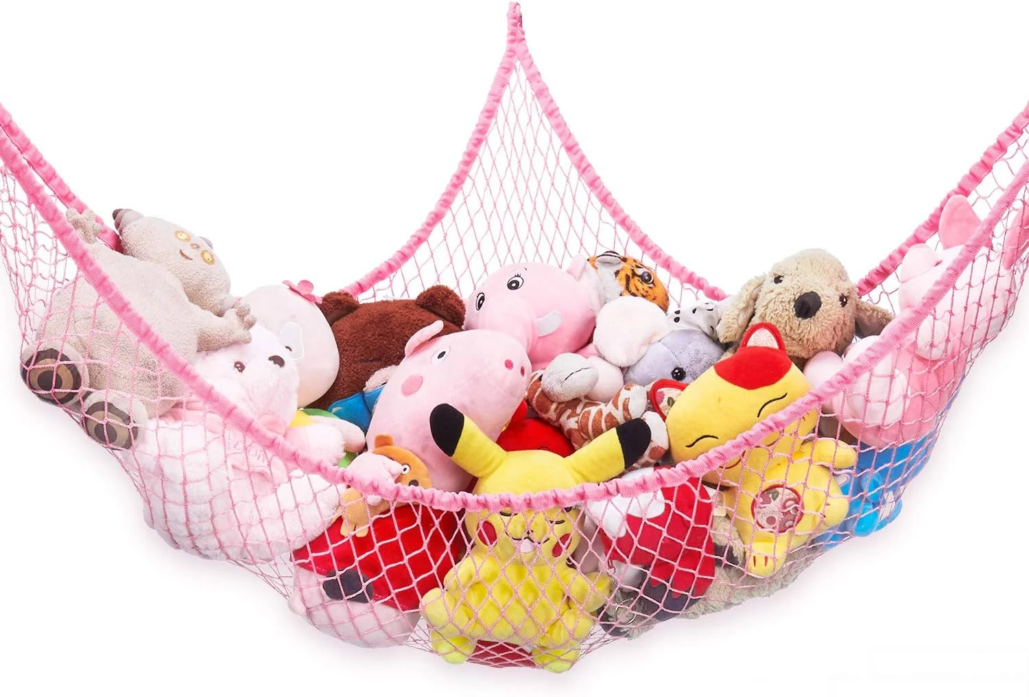 تور آویز اسباب بازی LXUNYI، توری برای نگهداری اسباب بازی، توری گوشه دیواری، توری آویز برای نگهداری اسباب بازی کودکان (صورتی، 178 سانتی متر)