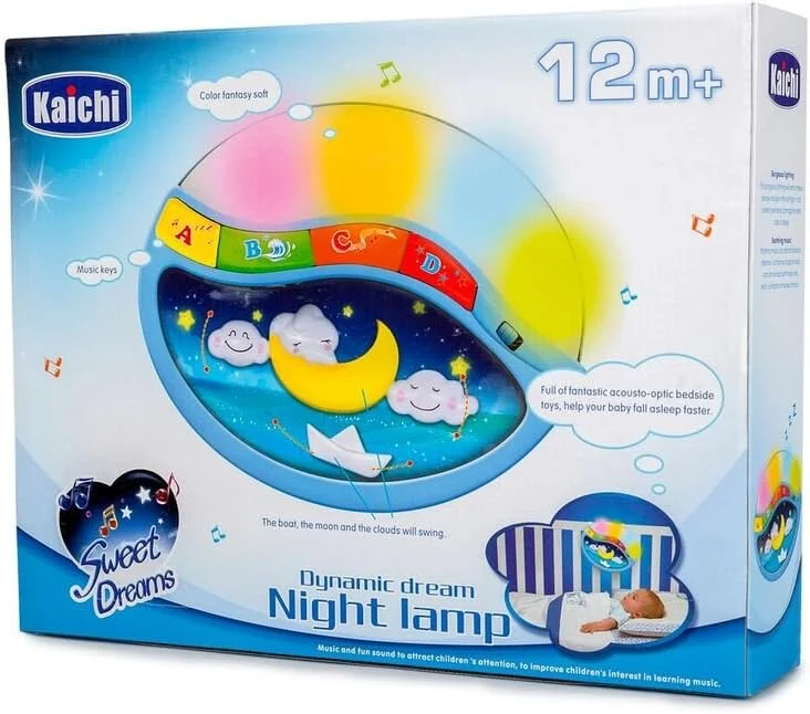 چراغ خواب موزیکال کودک PlayBabyToys، گیره دار، با ملودی های متنوع برای خواب آرام کودک، آبی