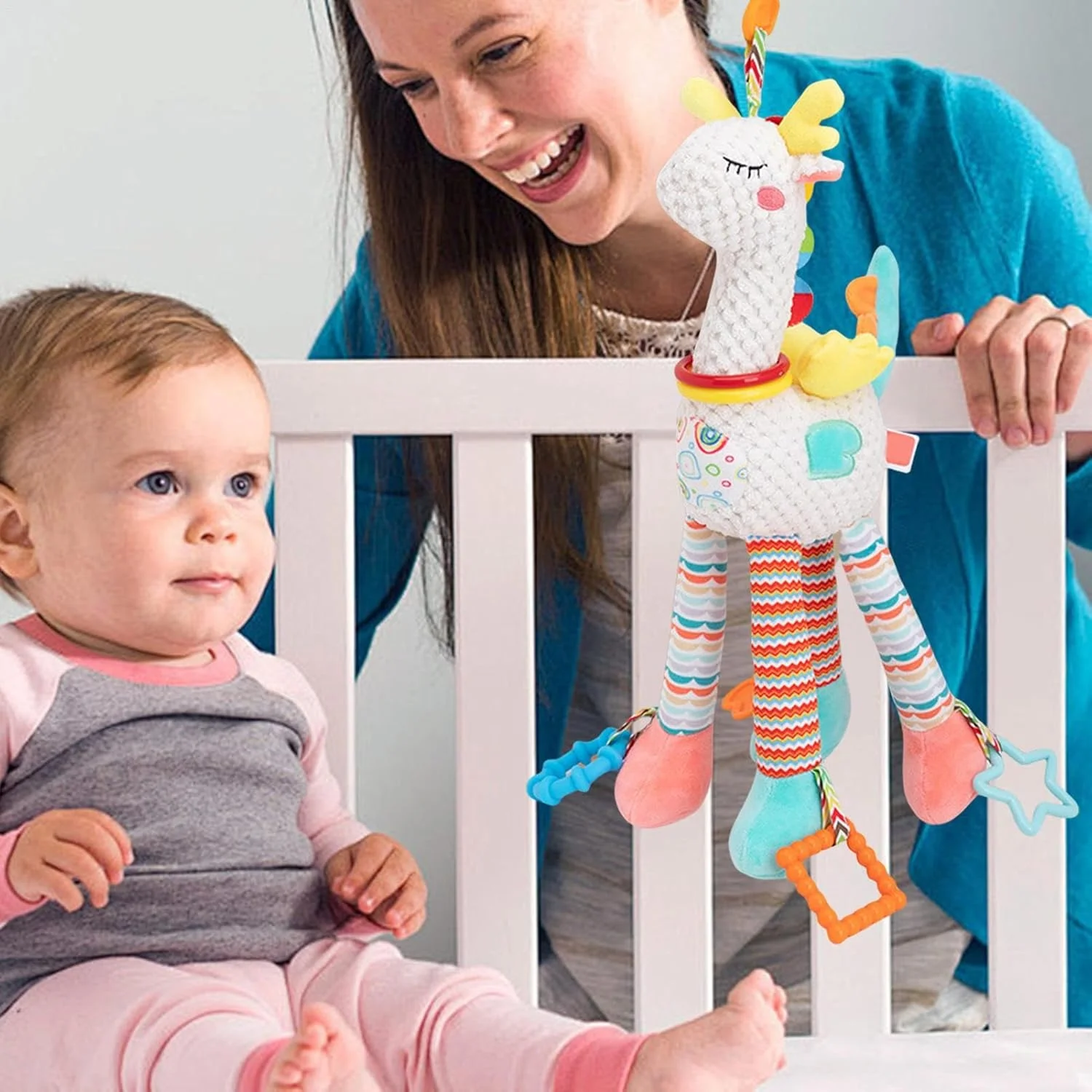 اسباب بازی تخت نوزاد دخترانه | اسباب بازی آرامش بخش کالسکه برای کودکان - عروسک نرم و لطیف برای زمان خواب، همراه صندلی ماشین برای تعطیلات، پیاده روی، مسافرت، خرید و گردش